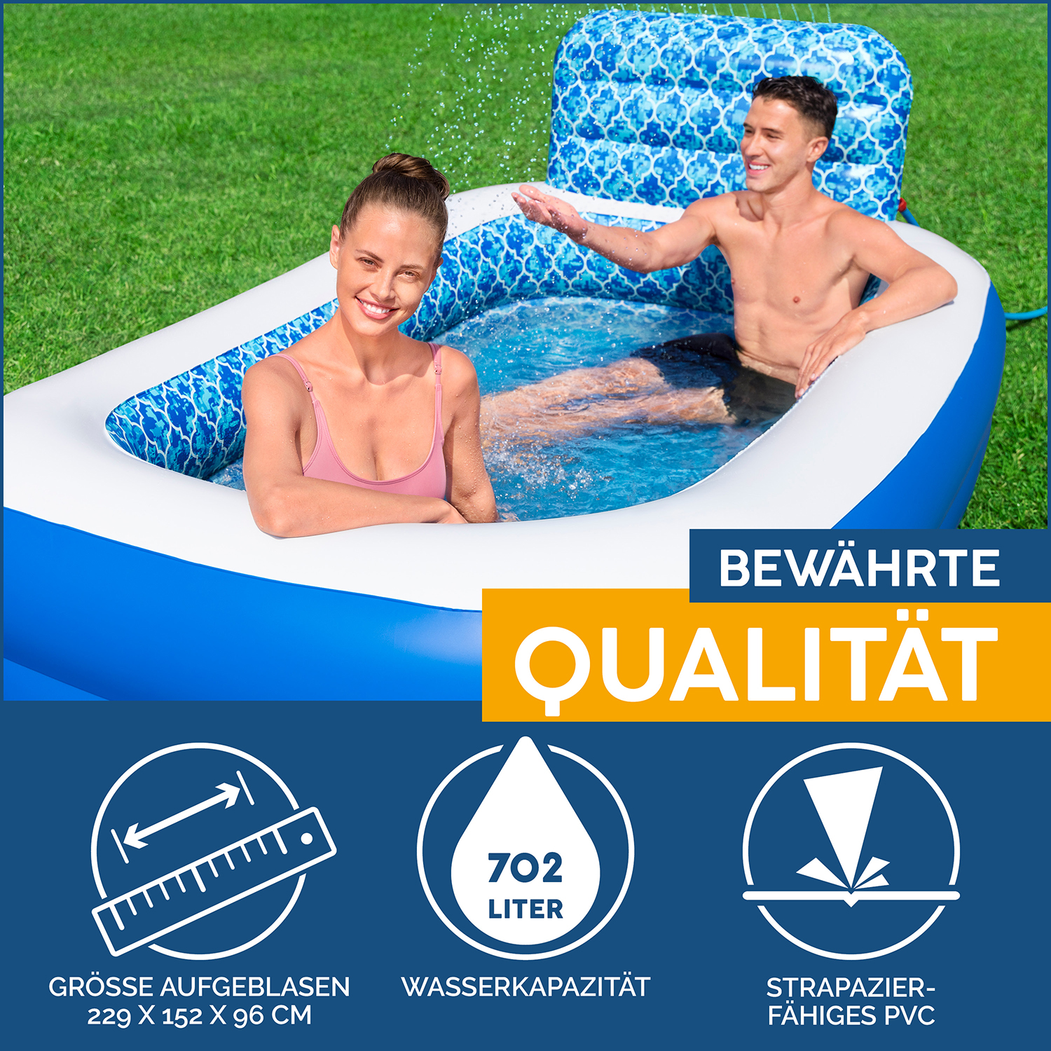 Family Pool Waterfall Oasis™ mit Wassersprinkler 229 x 152 x 96 cm