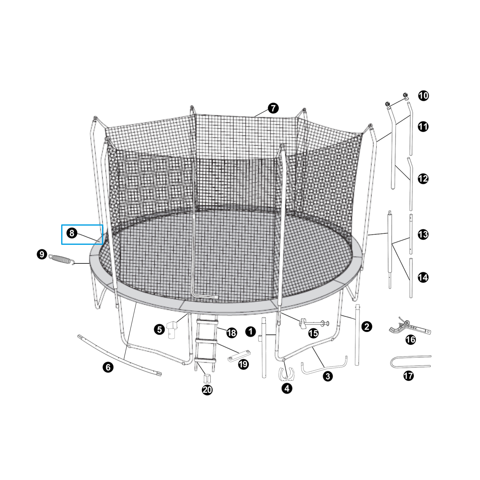 Bestway® Spare Part Frame Pad for 14' x 9'4.5"/4.27m x 2.86m Xtreme Air Trampoline