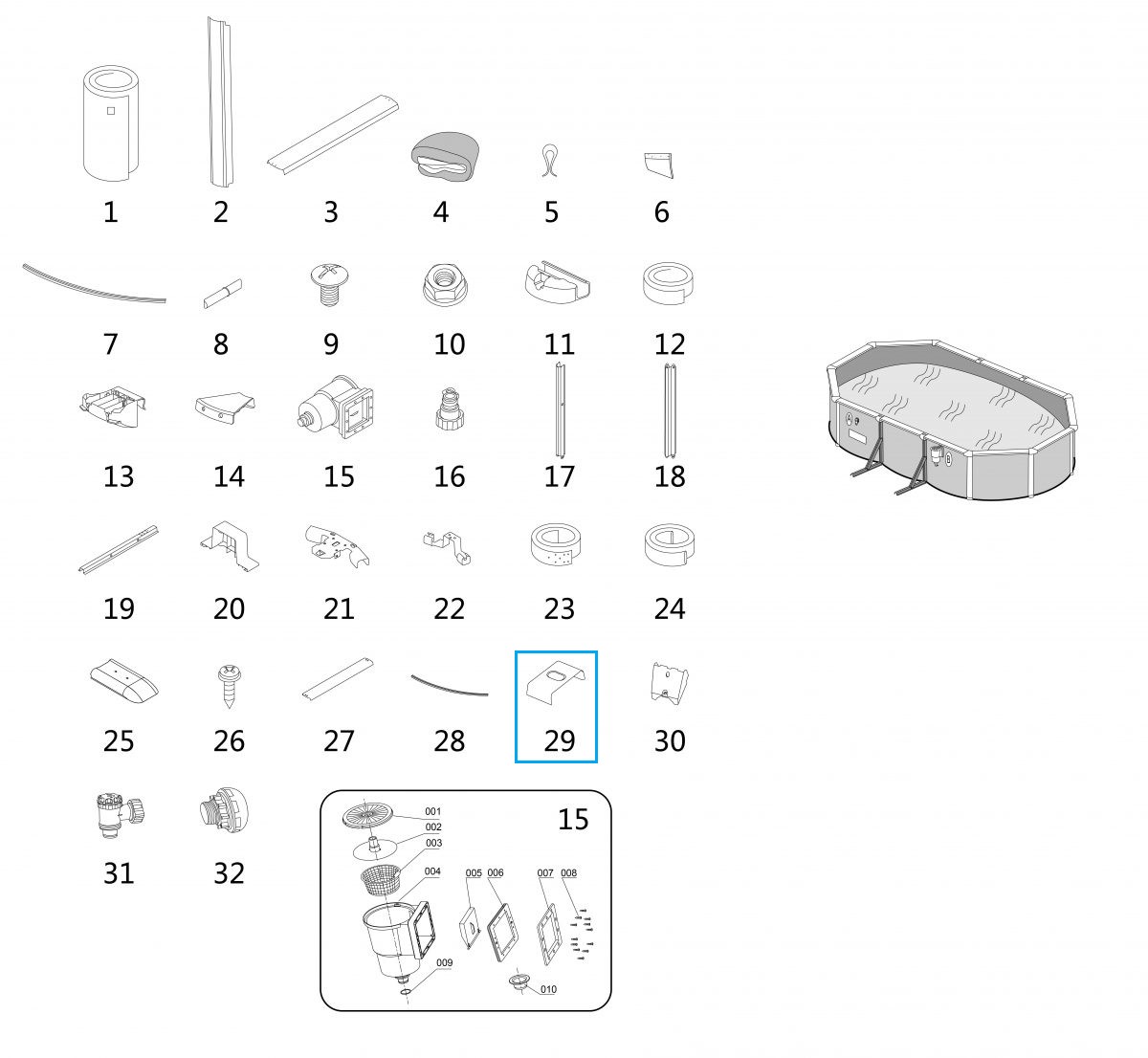 Bestway® Spare Part Upper side joint (grey) for Hydrium™ steel wall pools 500/610 x 360 x 120 cm (2022) Bestway® Spare Part Upper side joint (grey) for Hydrium™ steel wall pools 500/610 x 360 x 120 cm (2022)