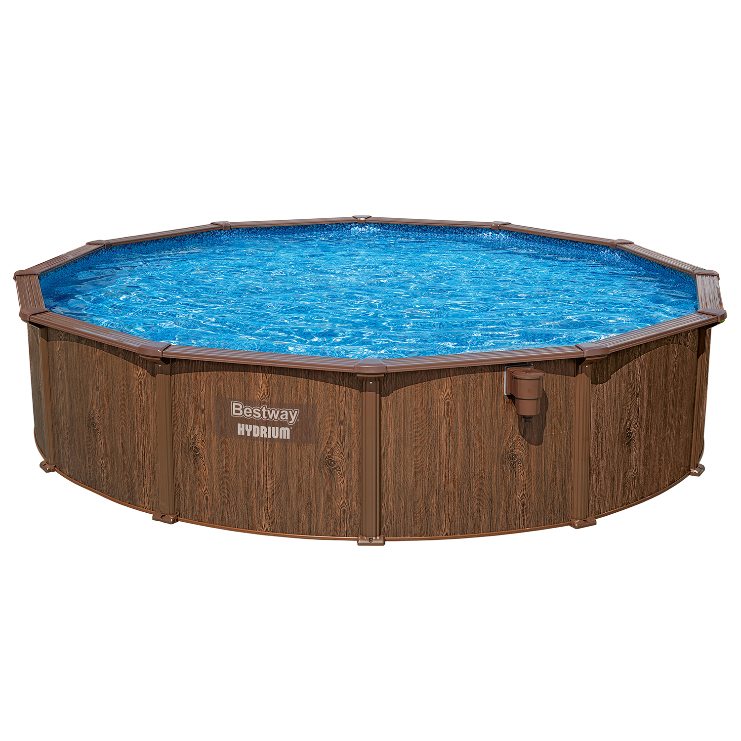 Hydrium™ Stahlwandpool Komplett-Set mit Sandfilteranlage Ø 550 x 130 cm, Holz-Optik (Palisander), rund