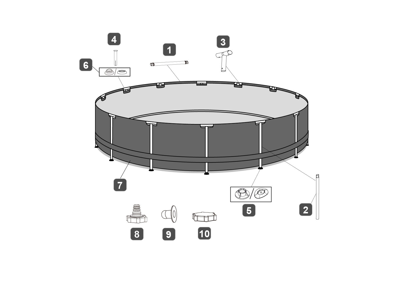 Bestway® Spare Part T-connector (brown/frameLink System™) for Steel Pro MAX™ pool Ø 366x100cm, round