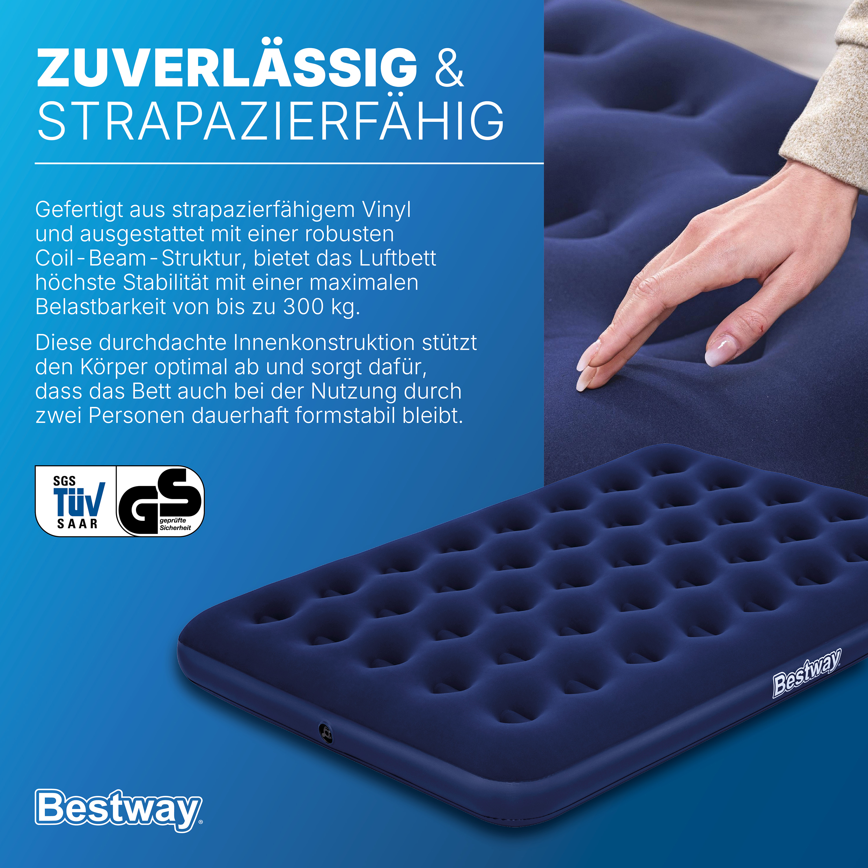 Doppelluftbett mit externer Elektropumpe 191 x 137 x 22 cm