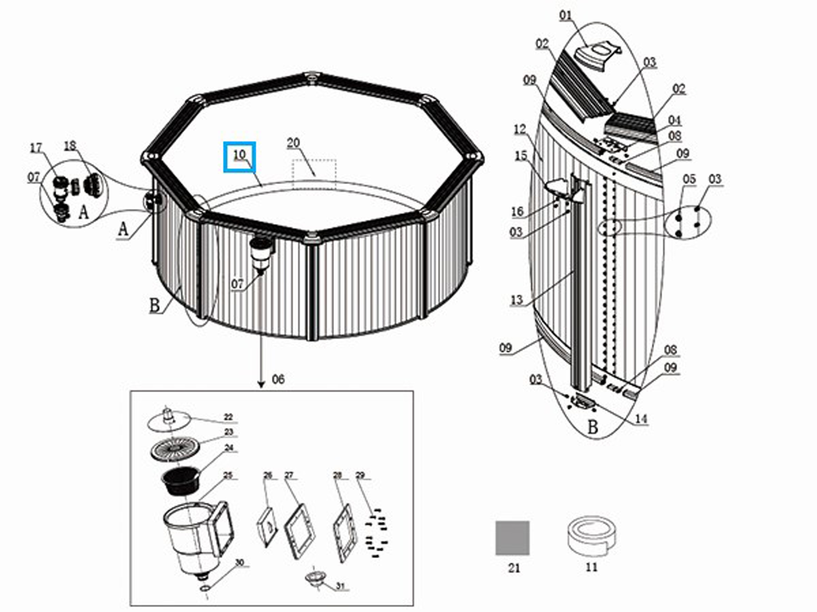 Bestway® Spare Part Hydrium 10' x 48"/3.0m x 1.20m pool liner