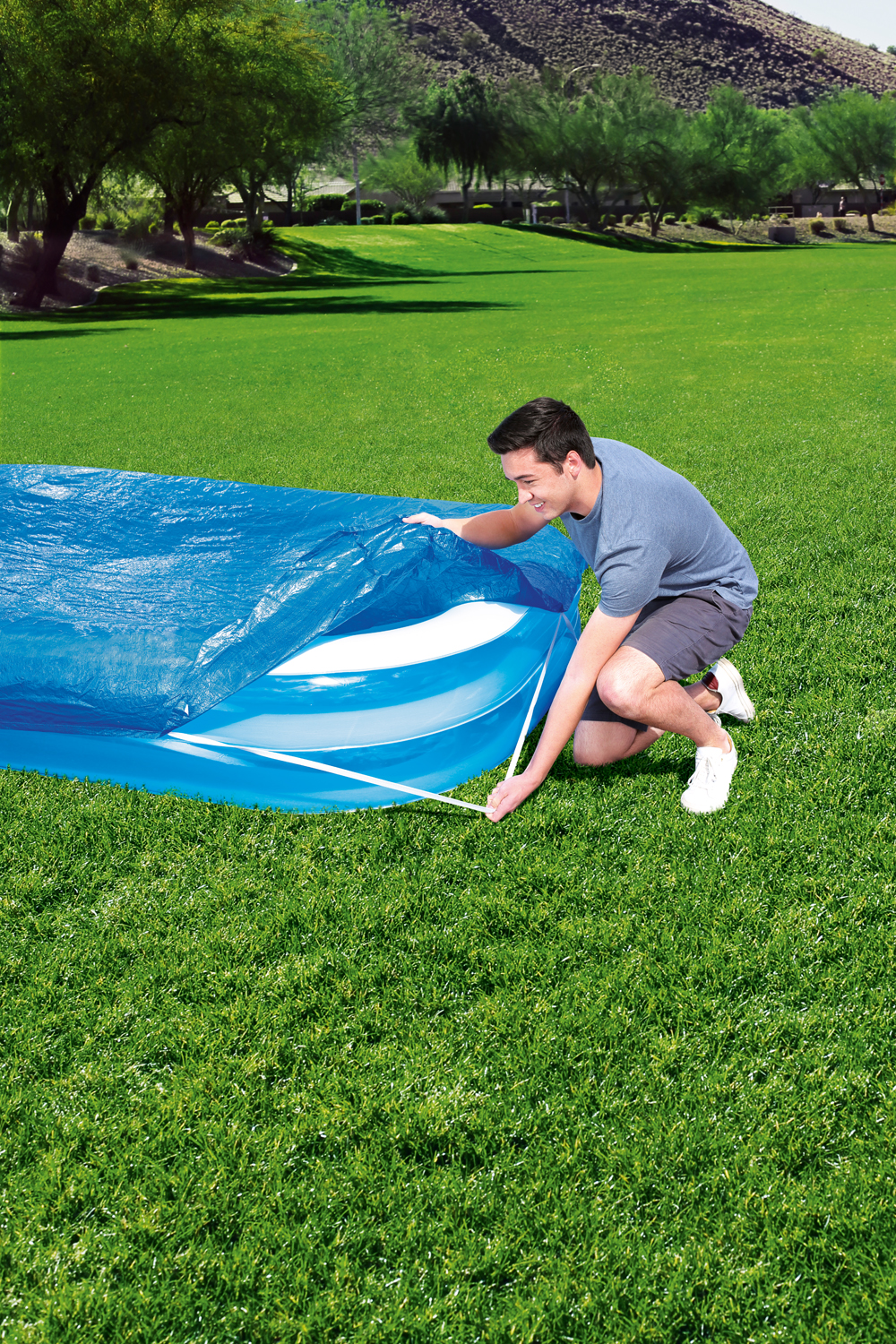 PE-Abdeckplane passend für 262 x 175 cm Family Pools, blau, eckig