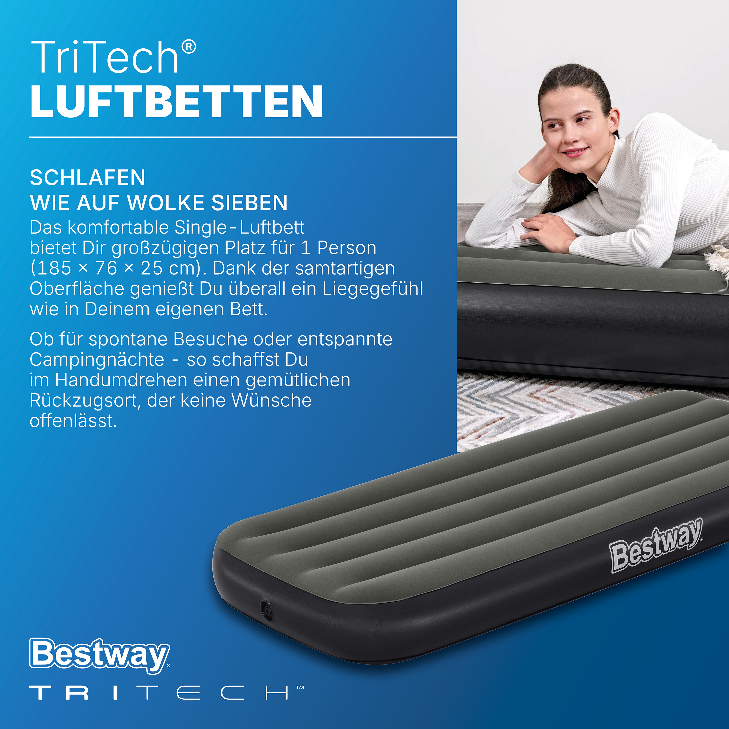 TriTech® Single-Luftbett 185 x 76 x 25 cm