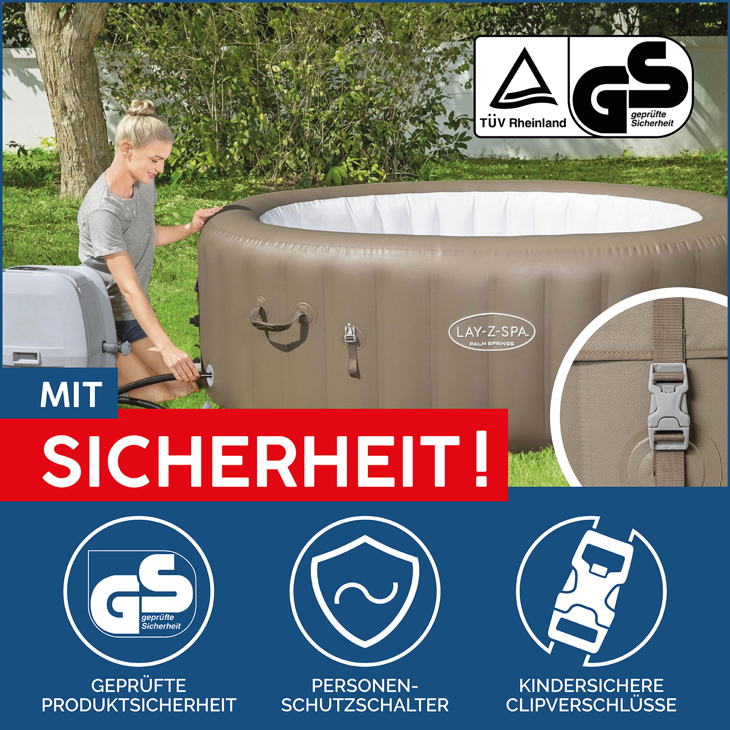 LAY-Z-SPA® Whirlpool Palm Springs AirJet™ Ø 196 x 71 cm, rund