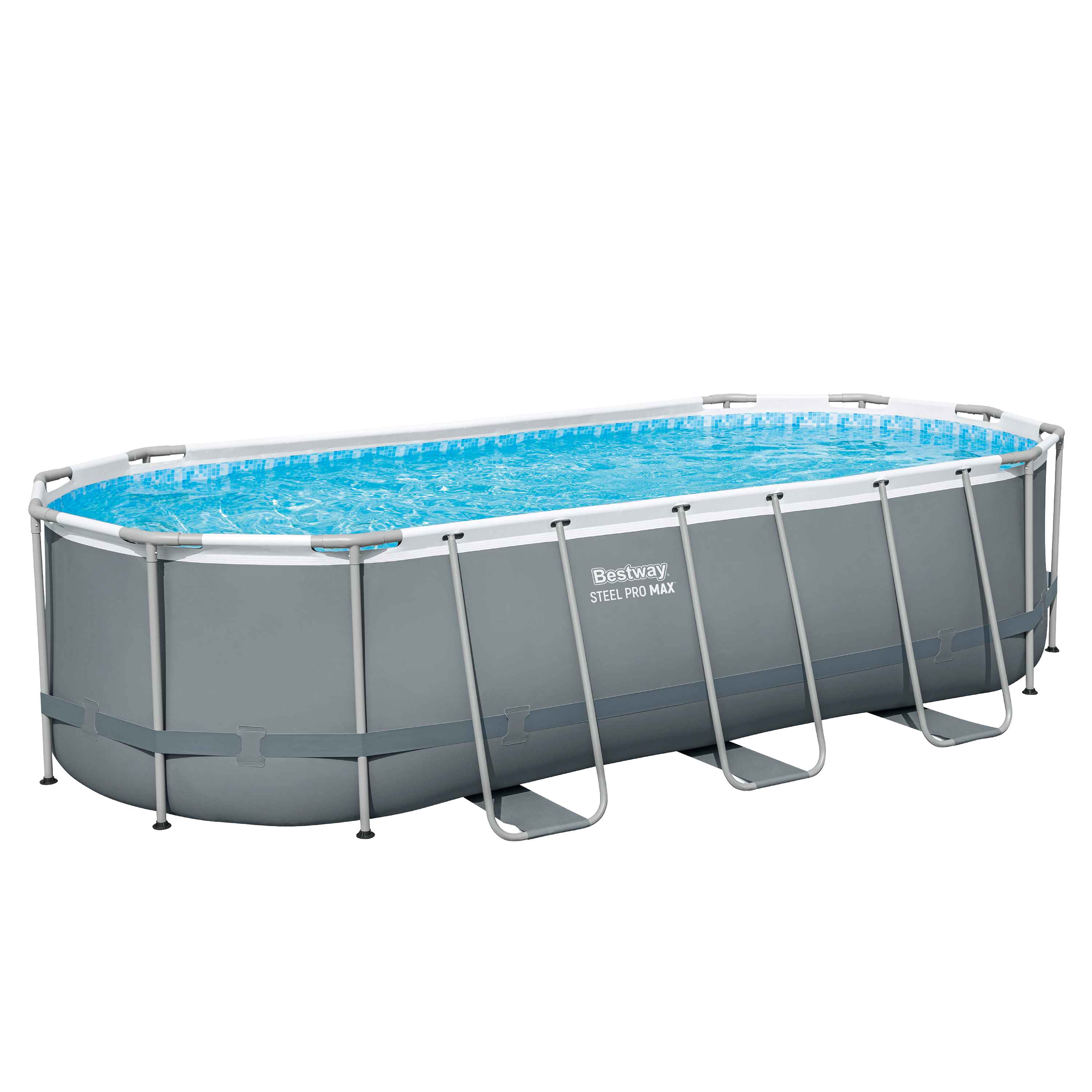 Steel Pro MAX™ Solo Pool ohne Zubehör 549 x 274 x 122 cm, grau, oval