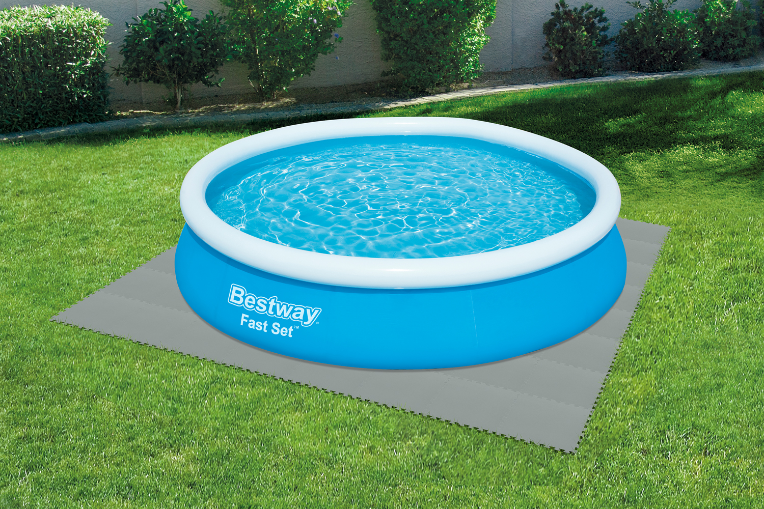 Pool-Bodenschutzfliesen Set 9 Stück á 50 x 50 cm, grau