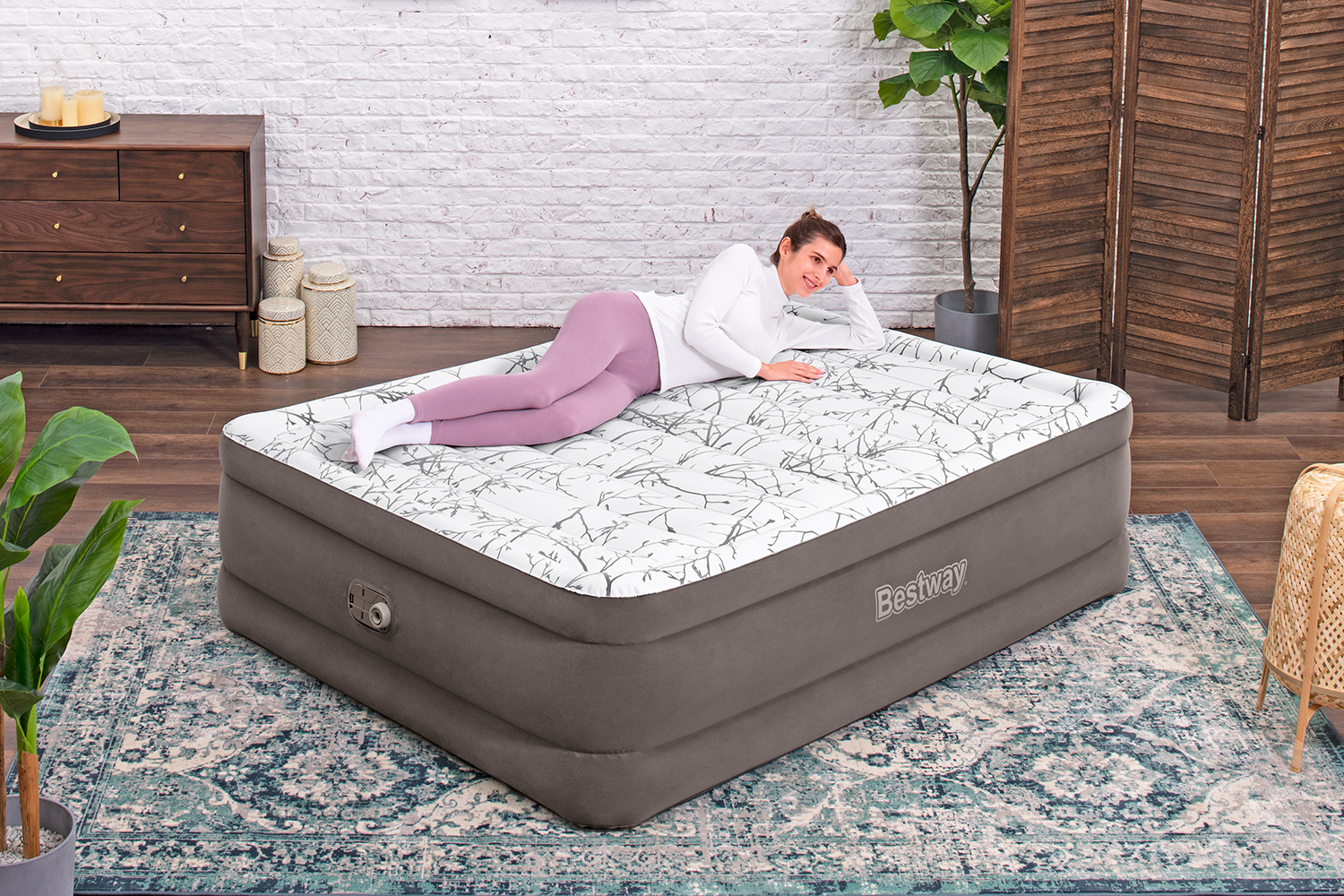 TriTech® Doppelluftbett Fashion Flock™ mit integrierter Elektropumpe 203 x 152 x 56 cm