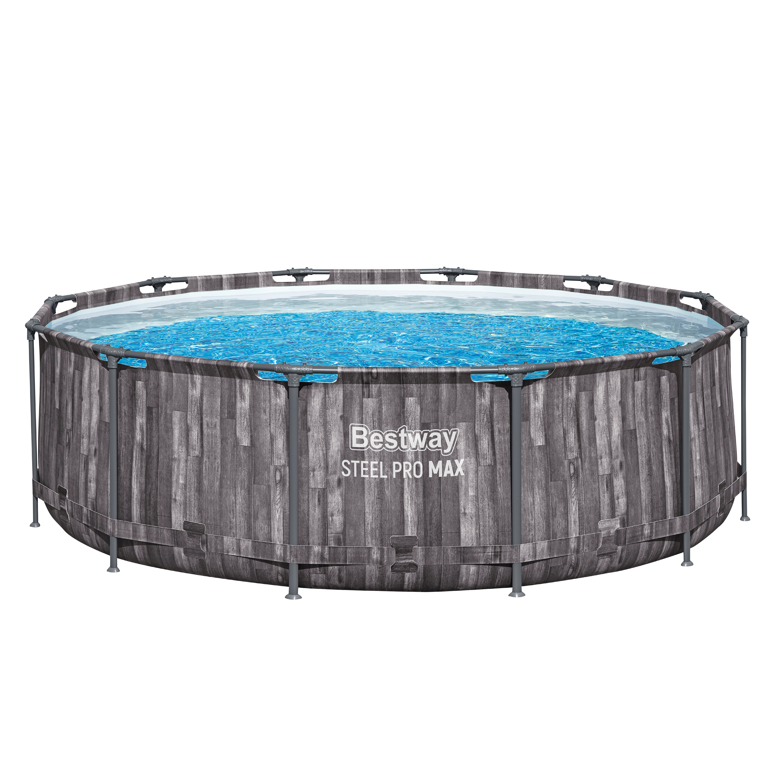 Steel Pro MAX™ Solo Pool ohne Zubehör Ø 366 x 100 cm, Holz-Optik (Mooreiche), rund