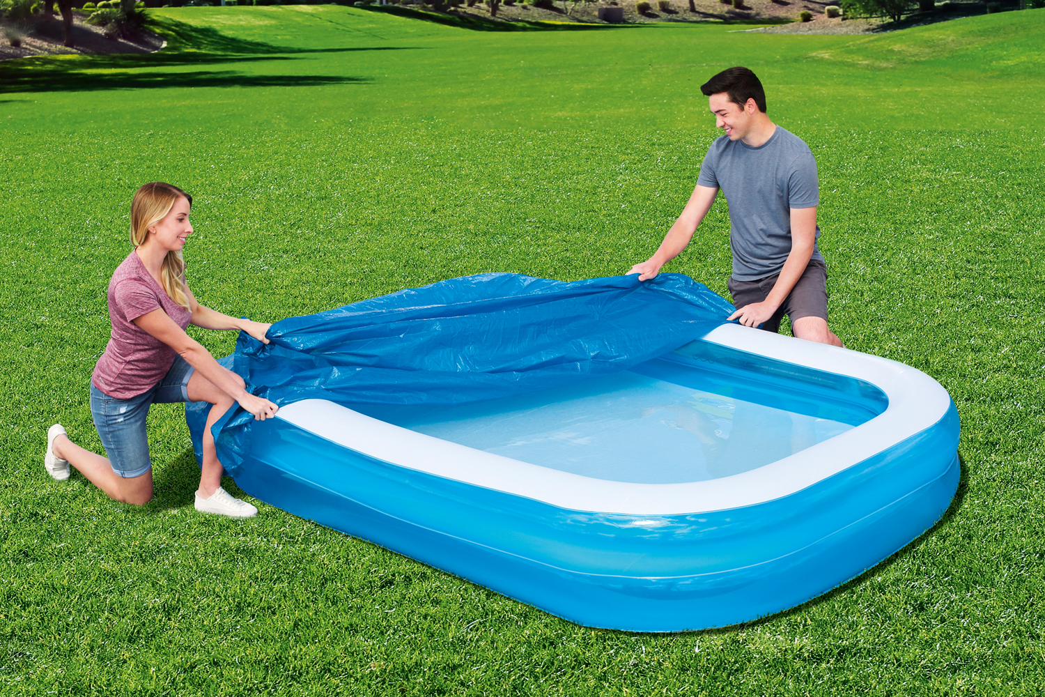 PE-Abdeckplane passend für 262 x 175 cm Family Pools, blau, eckig