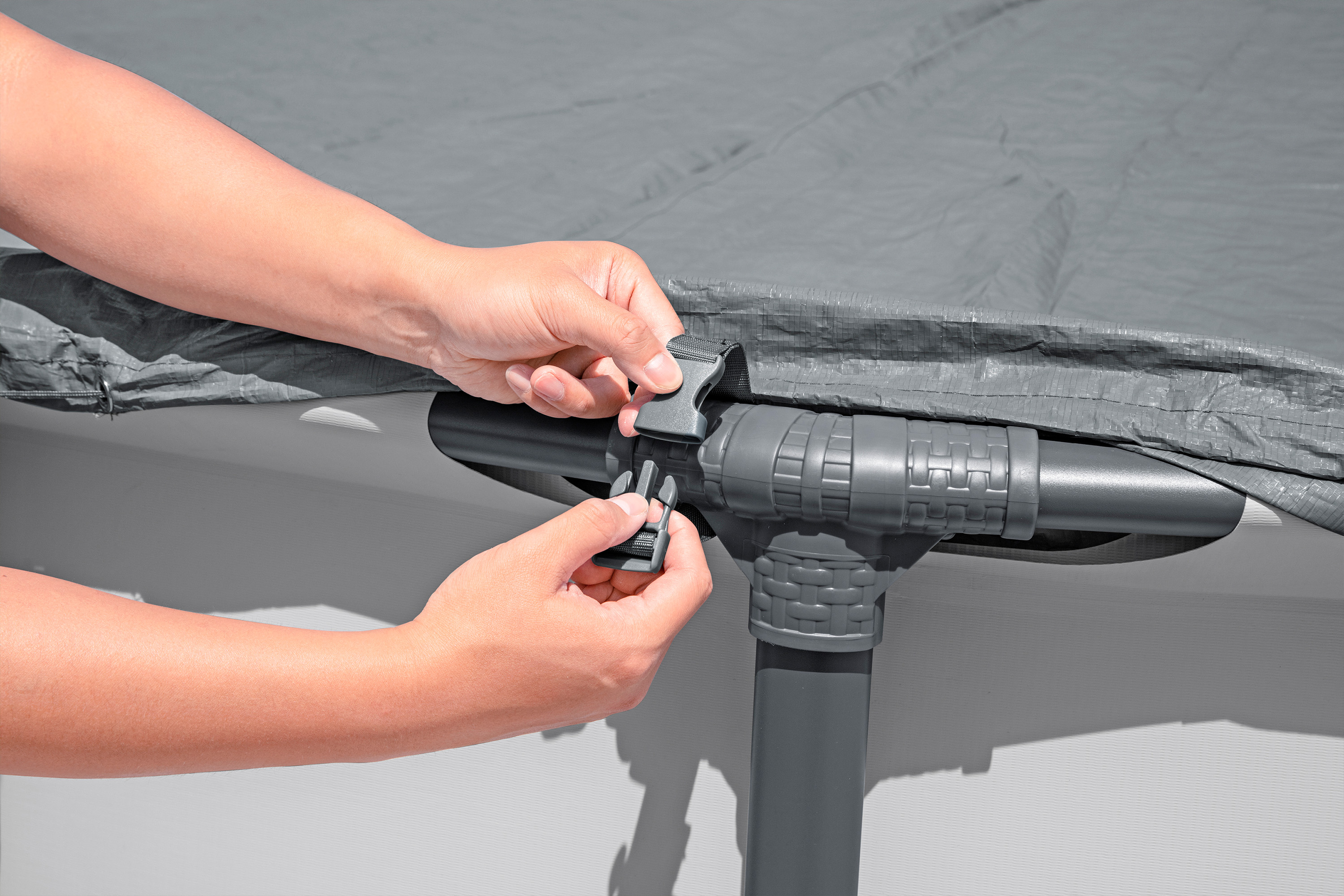 Winterfeste Premium Abdeckplane Ø 493 cm, grau, rund