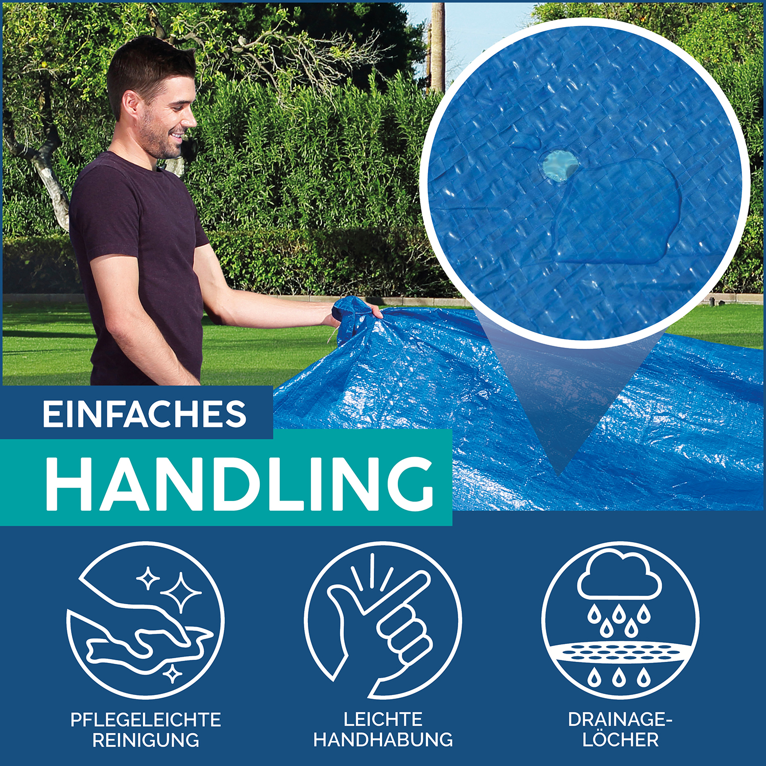Flowclear™ PE-Abdeckplane 264 x 174 cm, blau, eckig