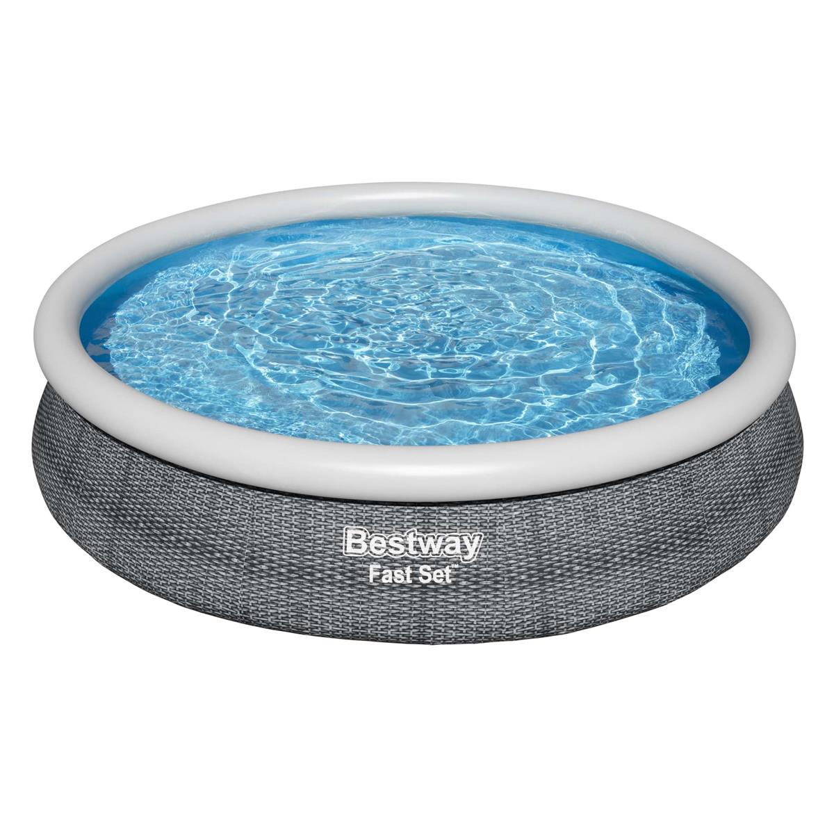 Fast Set™ Aufstellpool-Set mit Filterpumpe Ø 366 x 76 cm, Rattan-Optik (Schiefergrau), rund