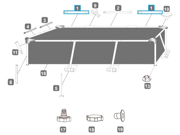 Bestway® Spare Part Top rail A (white) for Steel Pro™ frame pool 259 x 170 x 61 cm, angular