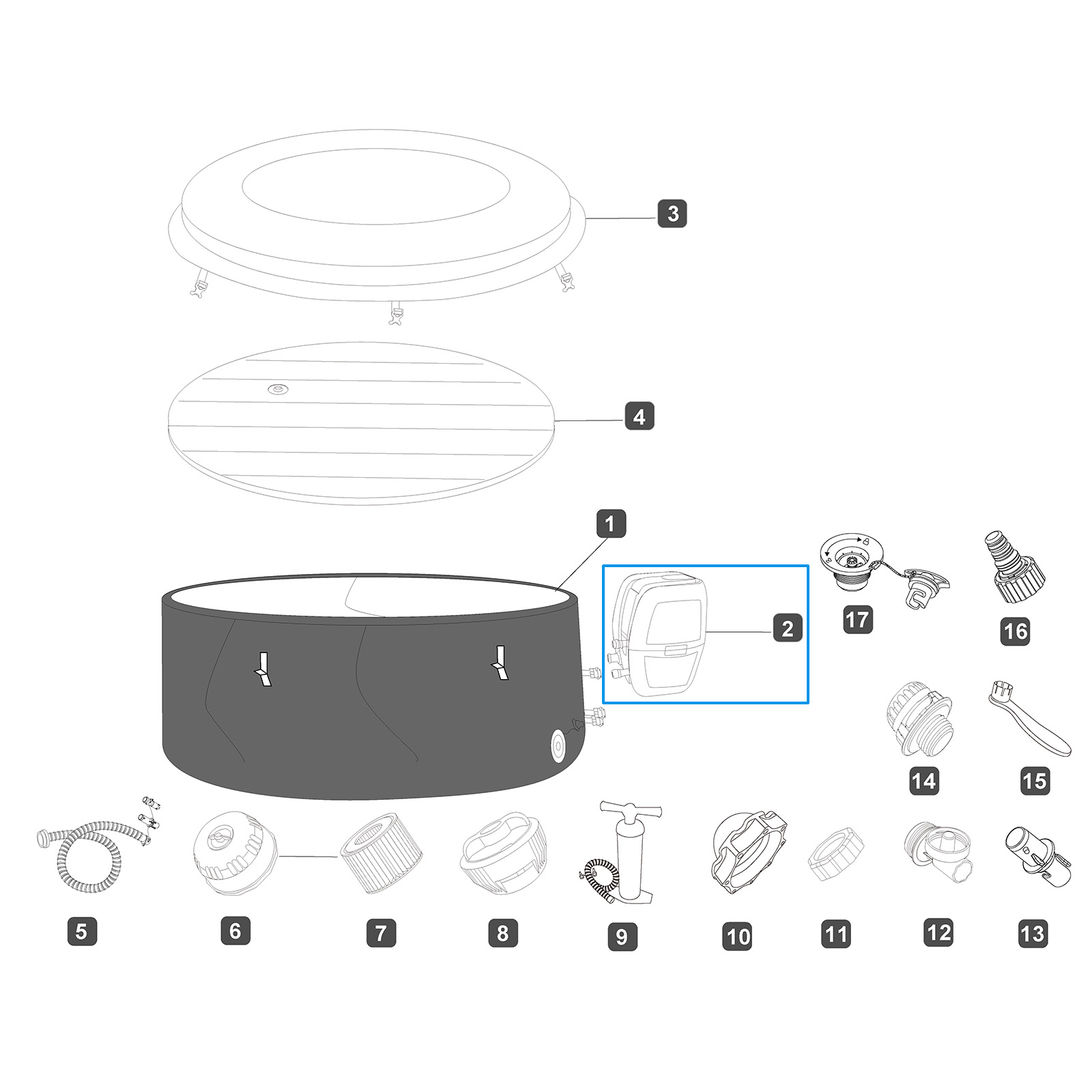 Bestway® Ersatzteil AirJet™ Pumpe (grau / WiFi-Modul) für ausgewählte LAY-Z-SPA® AirJet™ Smart Whirlpools