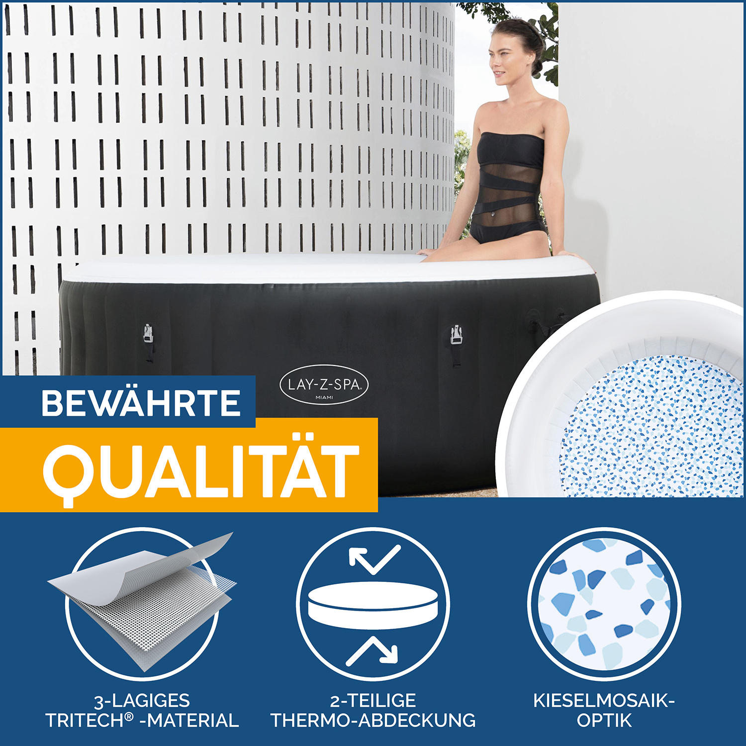 LAY-Z-SPA® Whirlpool Miami AirJet™ Ø 180 x 66 cm, rund