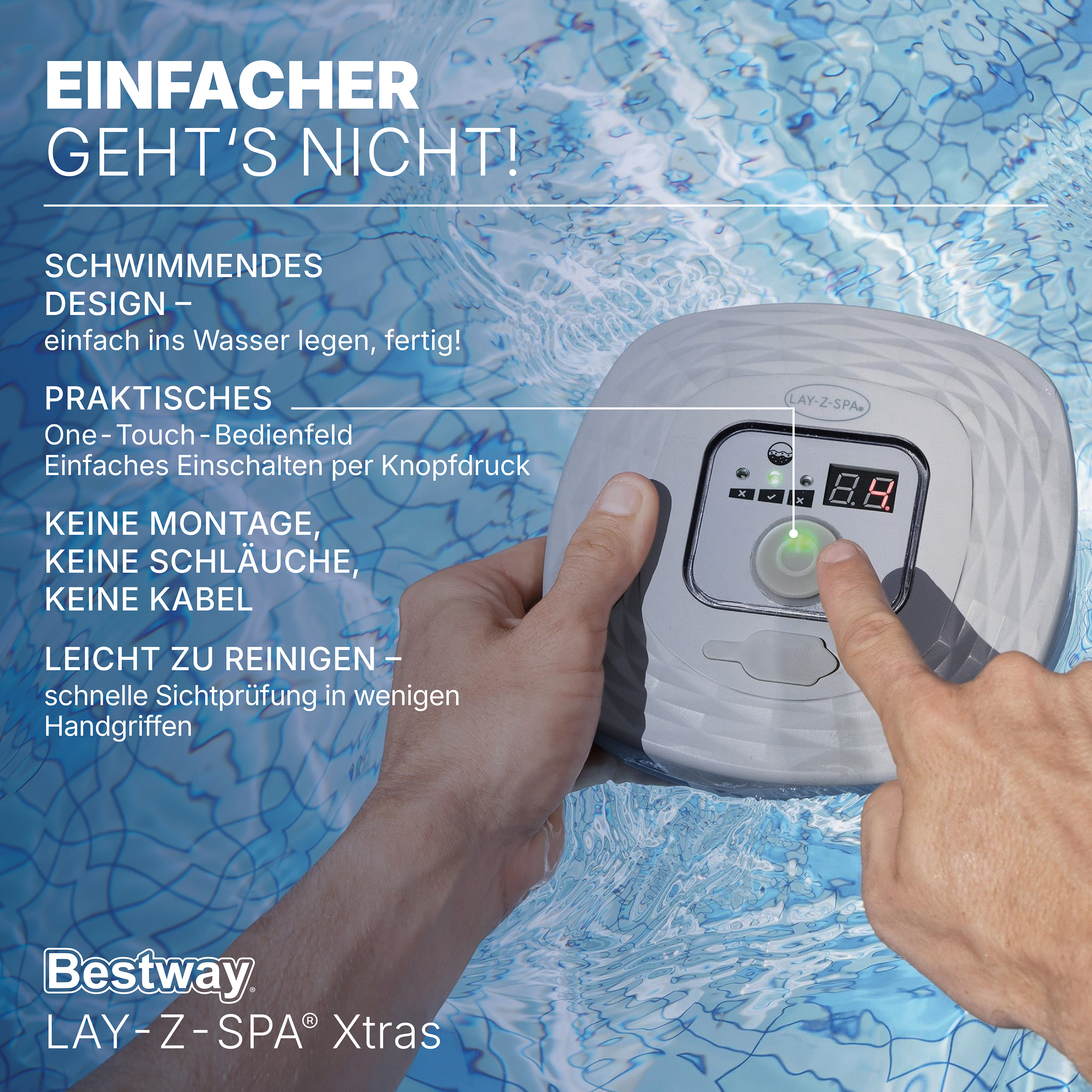 LAY-Z-SPA® Xtras schwimmende, akkubetriebene Salzwasseranlage Hydrogenic™ 0,5 g/ h
