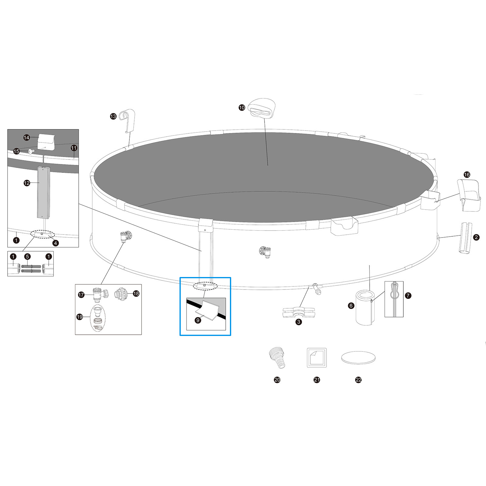Bestway® Ersatzteil Schaumschutz (transparent / 4 Stk.) für alle Hydrium™ Stahlwandpools (ab 2026)