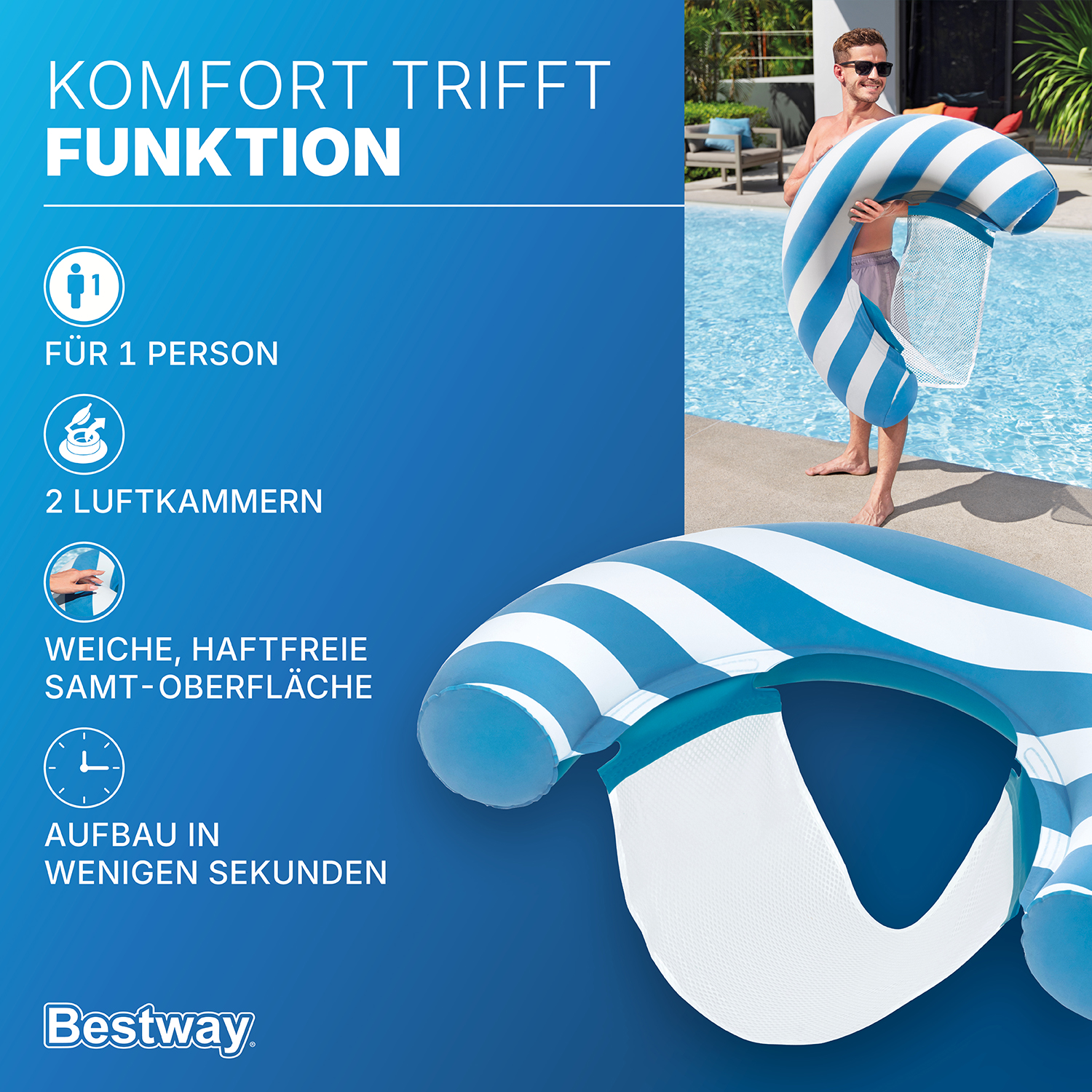 Poolsitz mit Samtoberfläche 103 x 70 x 21,5 cm