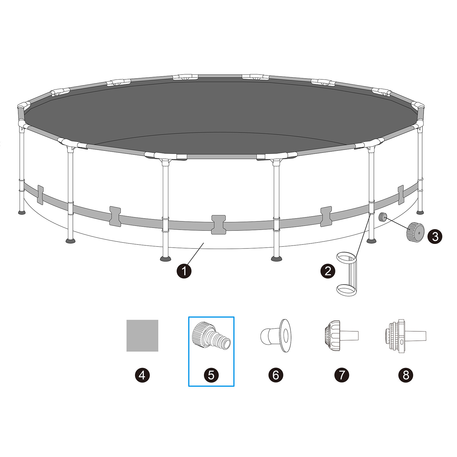 Bestway® Ersatzteil Gartenschlauchadapter für alle Pools ab 2026 (ausgenommen Stahlwandpools)