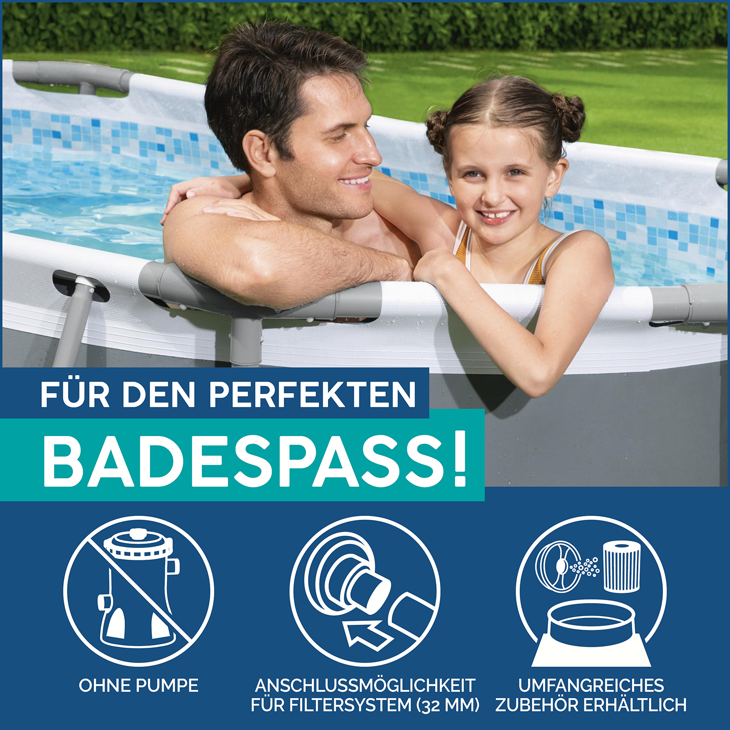 Power Steel™ Solo Pool ohne Zubehör 549 x 274 x 122 cm, grau, oval