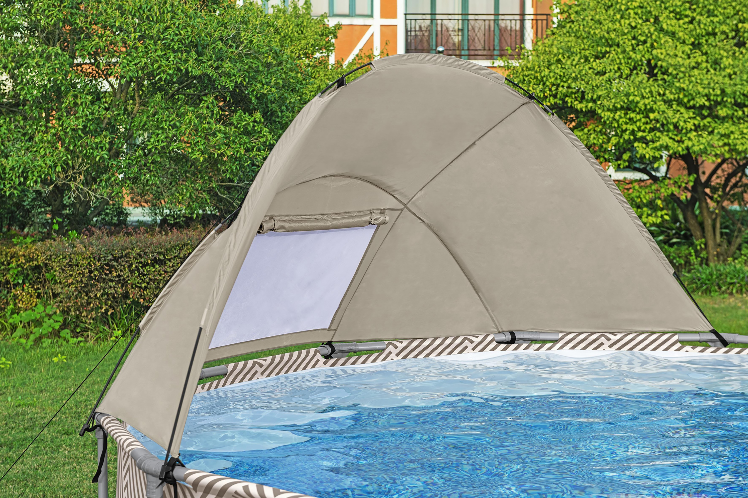 Steel Pro MAX™ Frame Pool Komplett Set mit Filterpumpe Ø 396 x 107 cm, Op Art-Design, rund