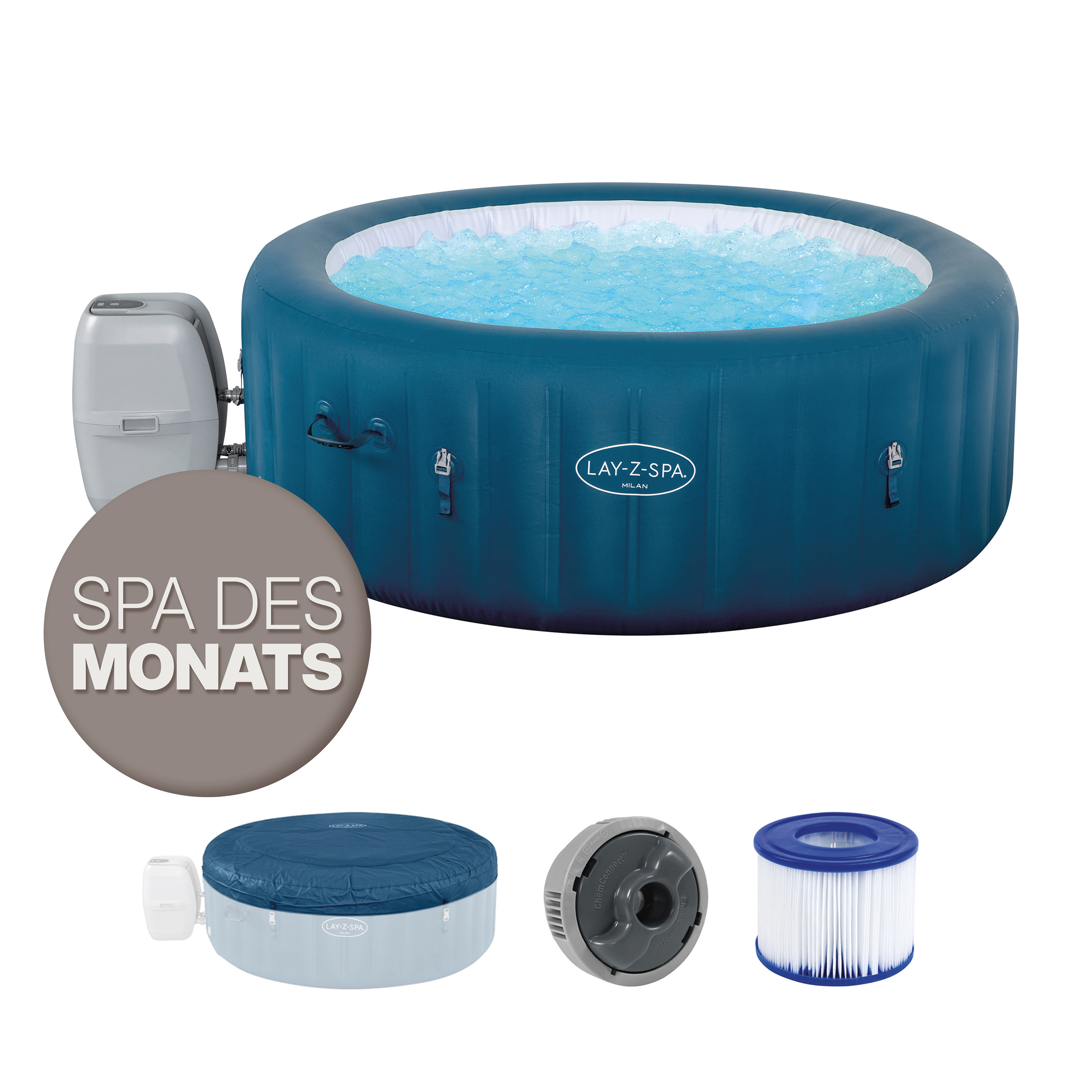 LAY-Z-SPA® WLAN-Whirlpool Milan AirJet Plus™ Ø 196 x 71 cm, rund
