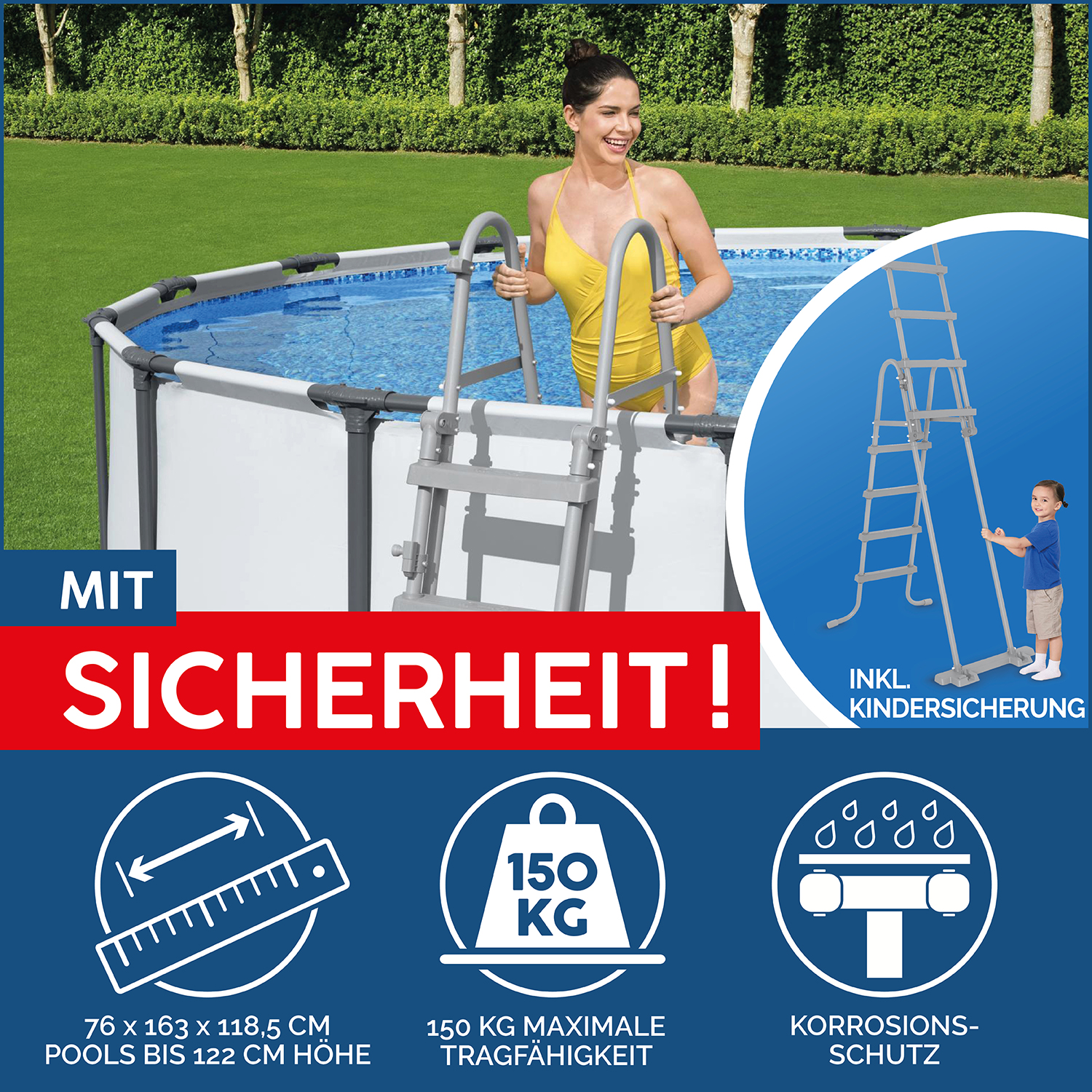 Steel Pro MAX™ Frame Pool Komplett-Set mit Filterpumpe Ø 488 x 122 cm , lichtgrau, rund