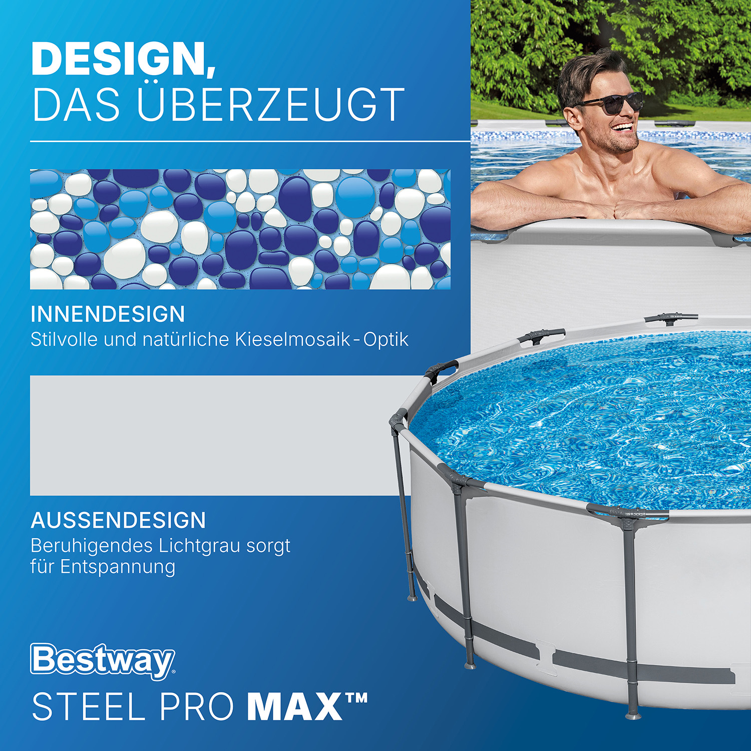 Steel Pro MAX™ Solo Pool ohne Zubehör Ø 366 x 100 cm, lichtgrau, rund