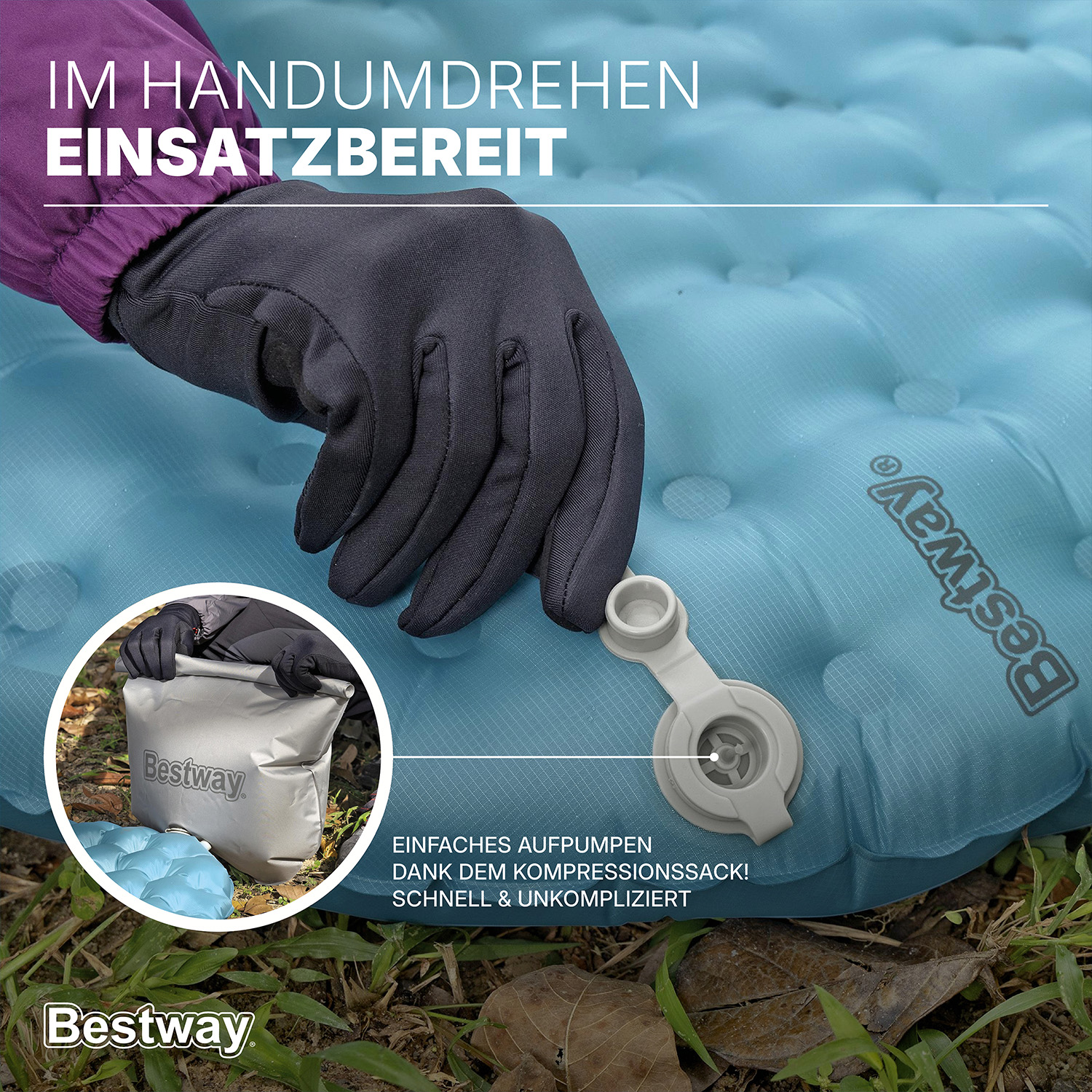 Aufblasbare TPU Single Isomatte AlpineLite™ für Mumienschlafsäcke 183 x 51 x 7,5 cm 