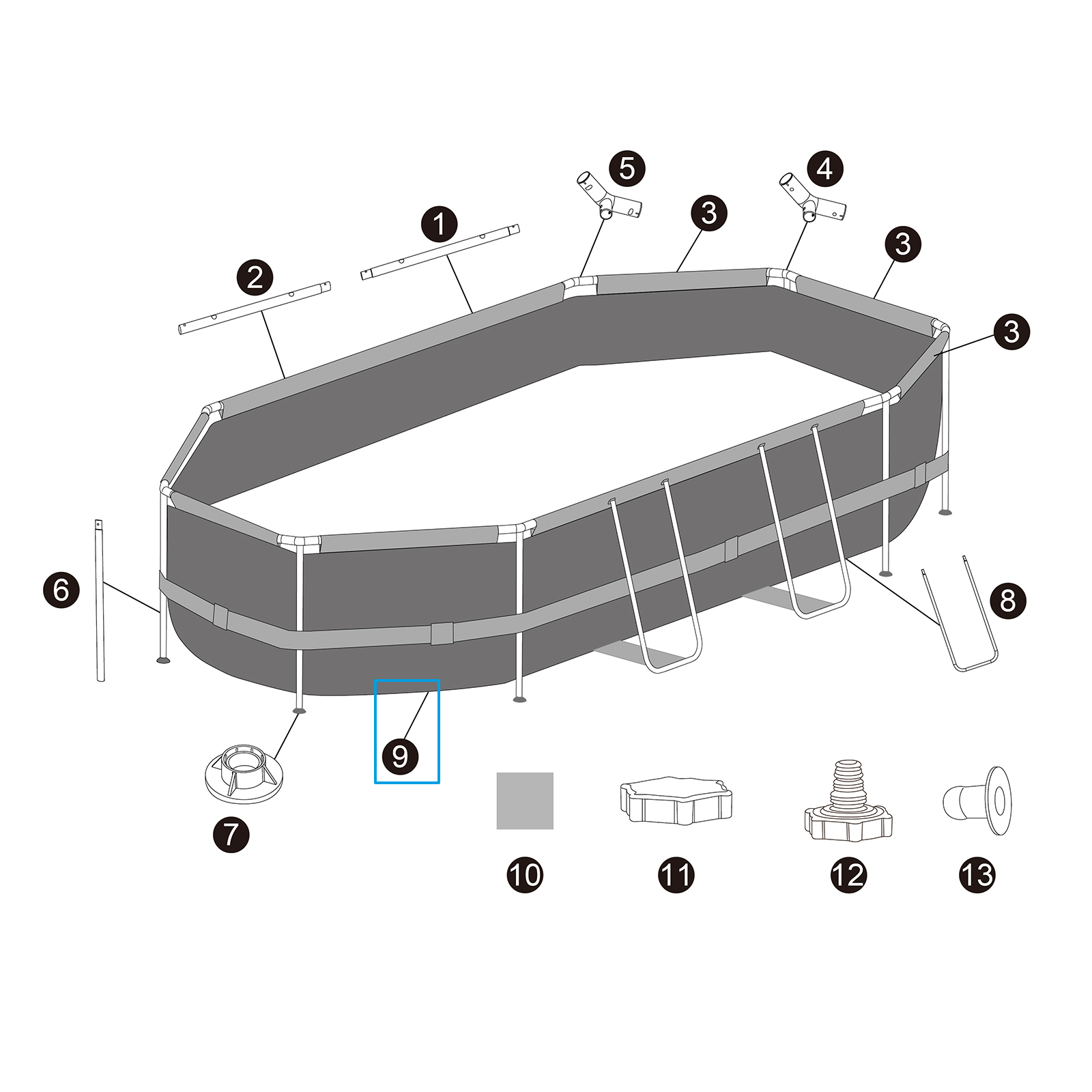Bestway® Spare Part Pool liner (grey) for Steel Pro MAX™ pool 305 x 200 x 84 cm, oval Bestway® Spare Part Pool liner (grey) for Steel Pro MAX™ pool 305 x 200 x 84 cm, oval