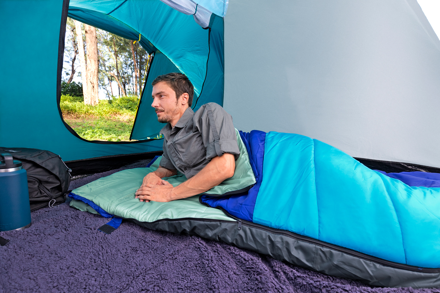 2-in-1-Schlafsack Wanderlite™ mit integrierbarer, aufblasbarer Isomatte 203 x 75 x 9 cm