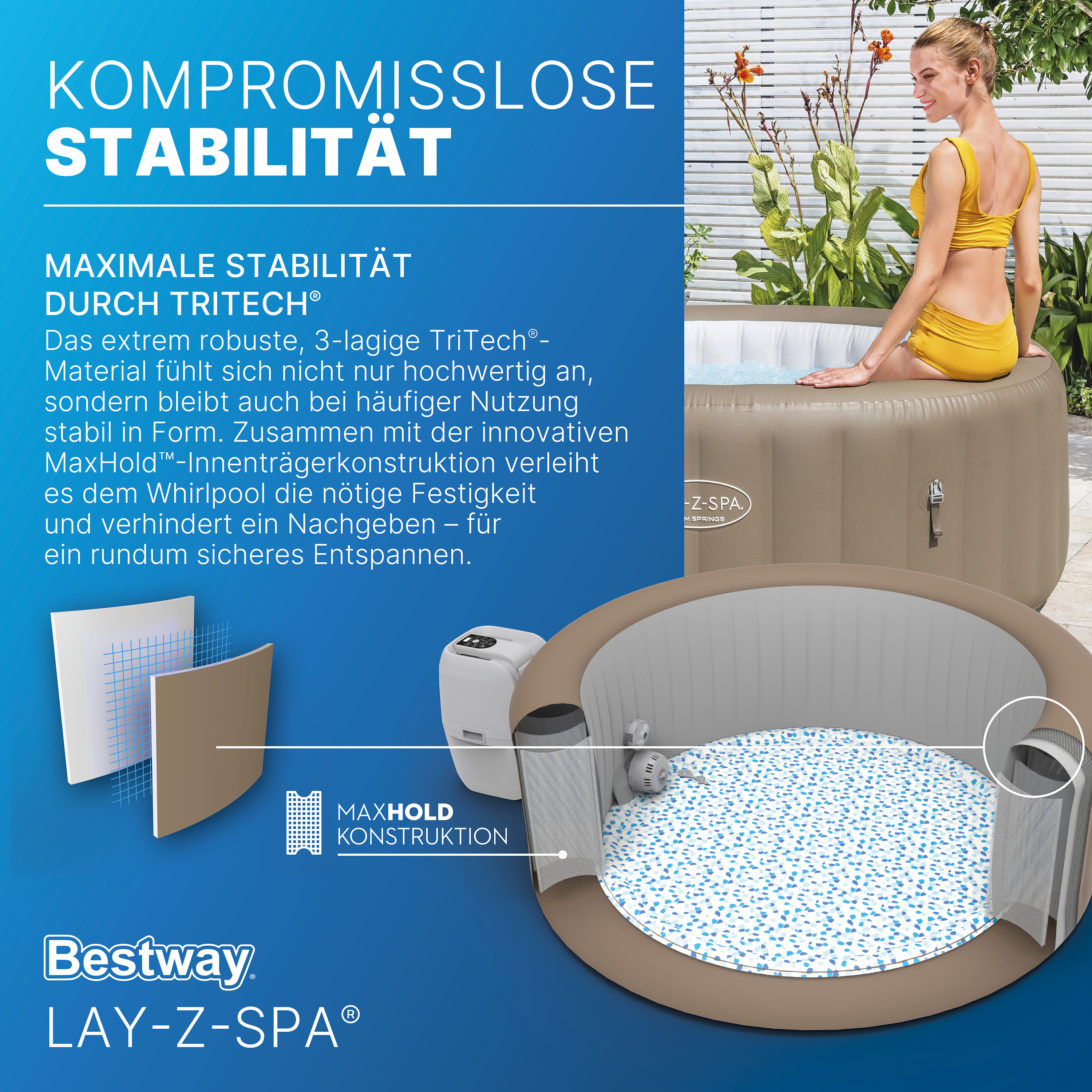 LAY-Z-SPA® Whirlpool Palm Springs AirJet™ Ø 196 x 71 cm, rund