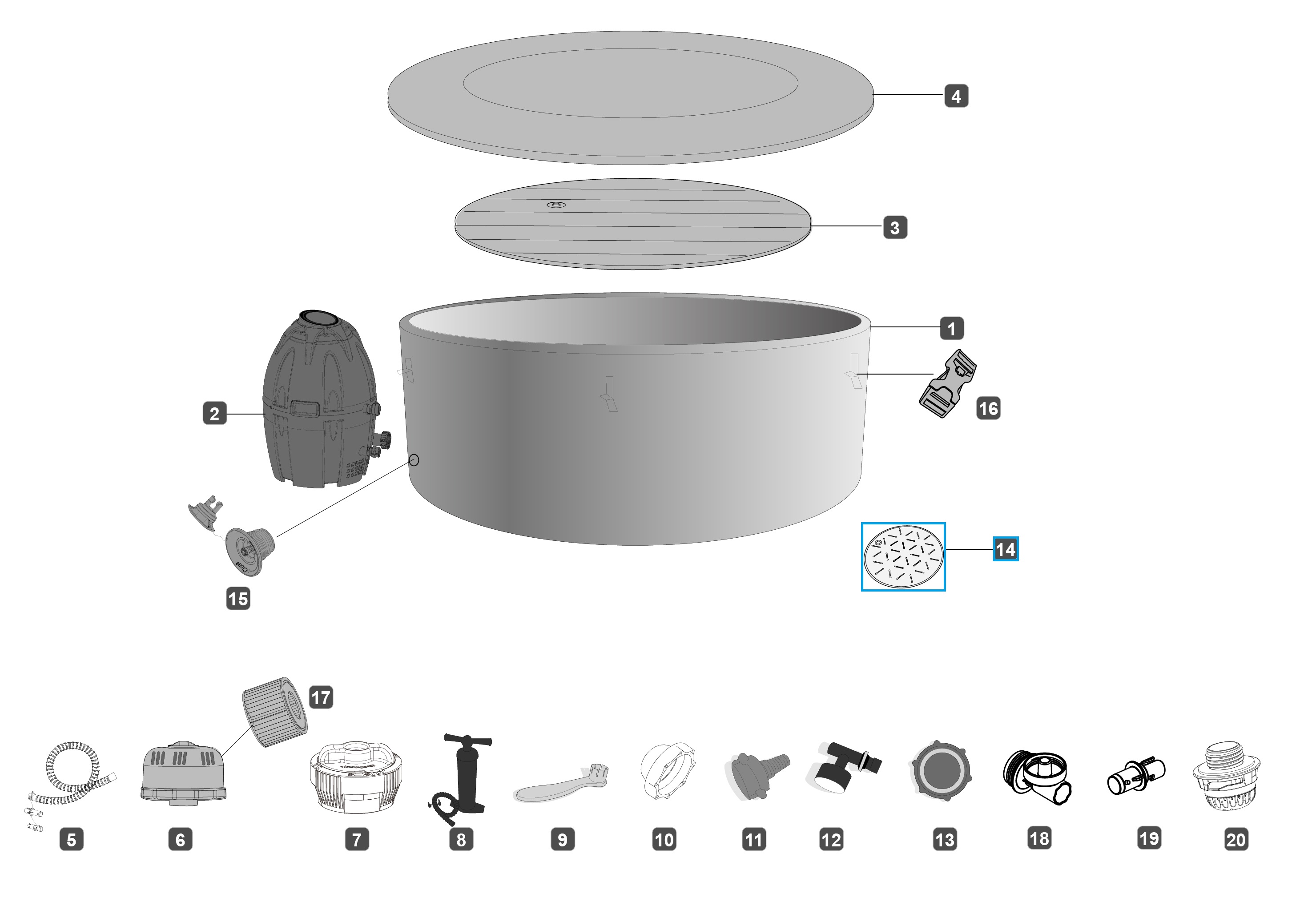 Bestway® Spare Part Inflatable cushion for LAY-Z-SPA® Monaco AirJetl&trade; whirlpool Ø 201 x 69 cm