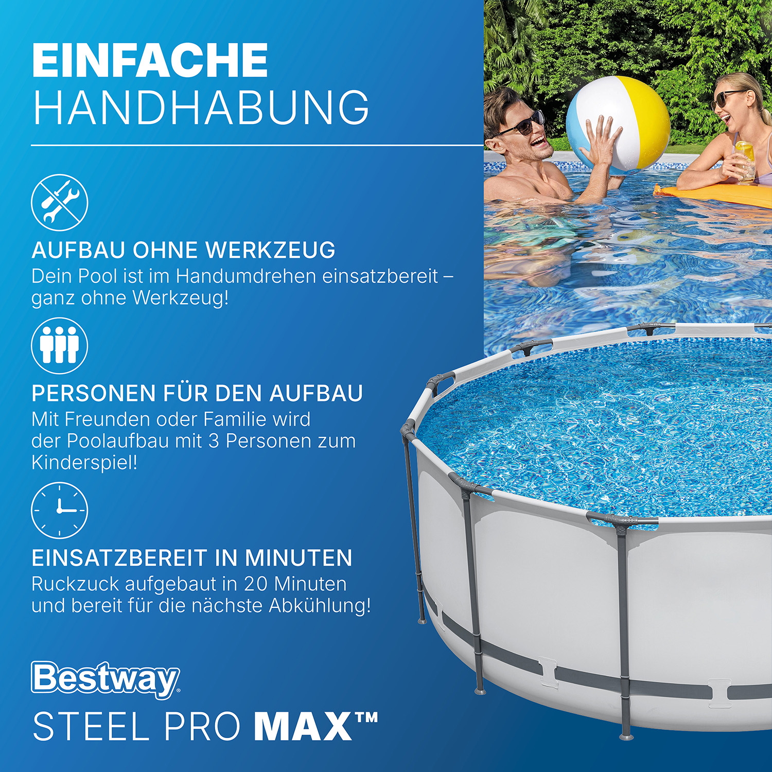 Steel Pro MAX™ Solo Pool ohne Zubehör Ø 366 x 122 cm, lichtgrau, rund