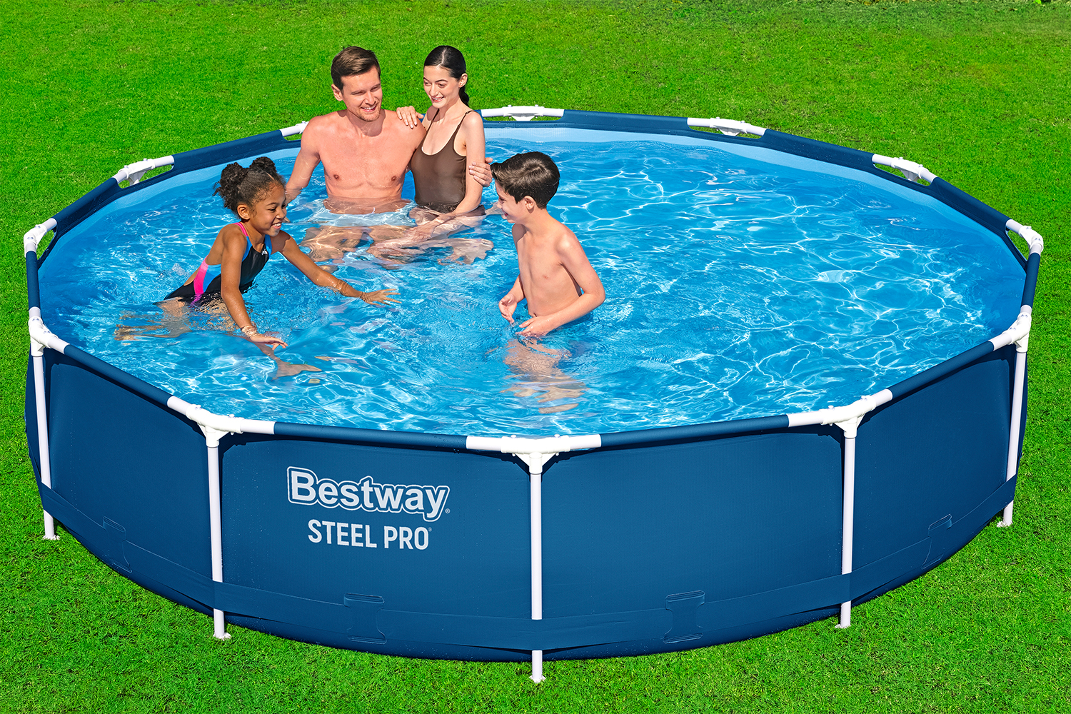 Steel Pro™ Frame Pool Set mit Filterpumpe Ø 366 x 76 cm, dunkelblau, rund