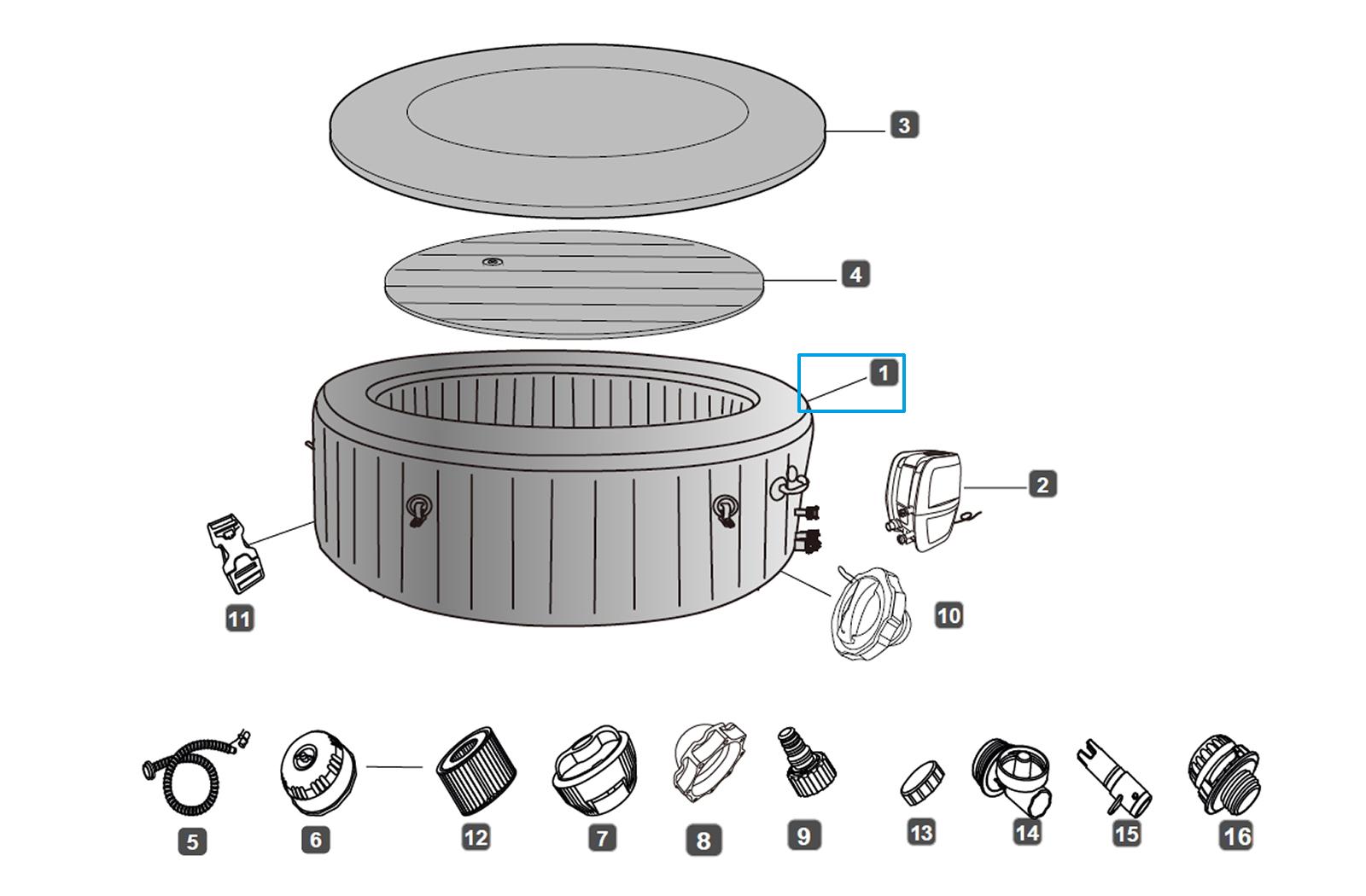 Bestway® Spare Part Liner (silvergrey) for LAY-Z-SPA® Grenada AirJet™ Whirlpool Ø 236 x 71 cm (2024)