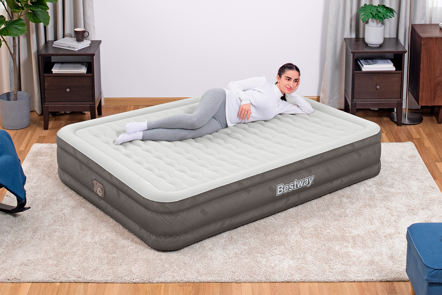 Fortech™ Doppelluftbett mit integrierter Elektropumpe 203 x 152 x 36 cm
