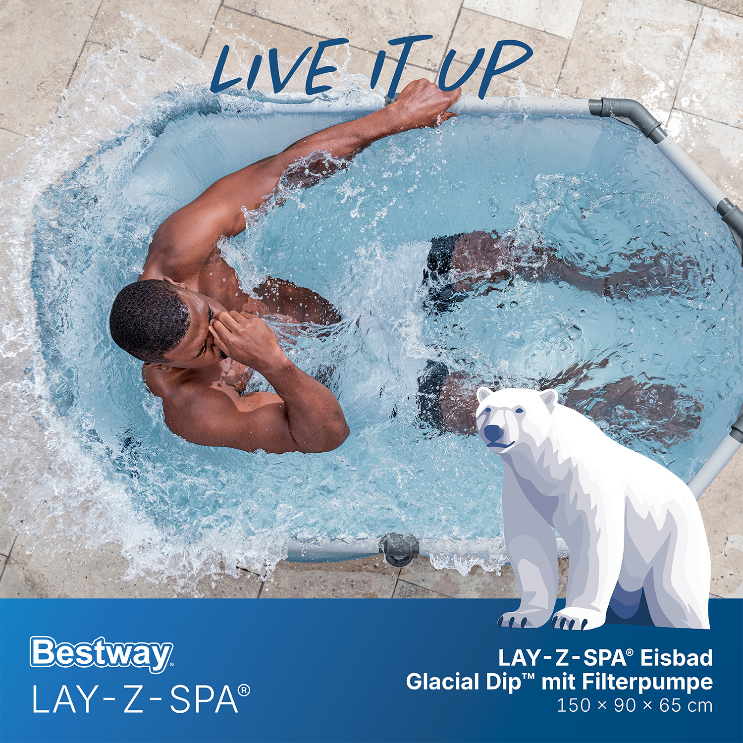 LAY-Z-SPA® Eisbad Glacial Dip™ mit Filterpumpe 150 x 90 x 65 cm, oval