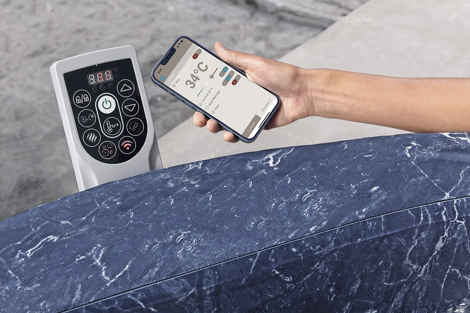 LAY-Z-SPA® Energiespar Whirlpool Toronto AirJet™ mit Schaumstoffpaneelen & App-Steuerung, für 7 Personen Ø 190 x 70 cm