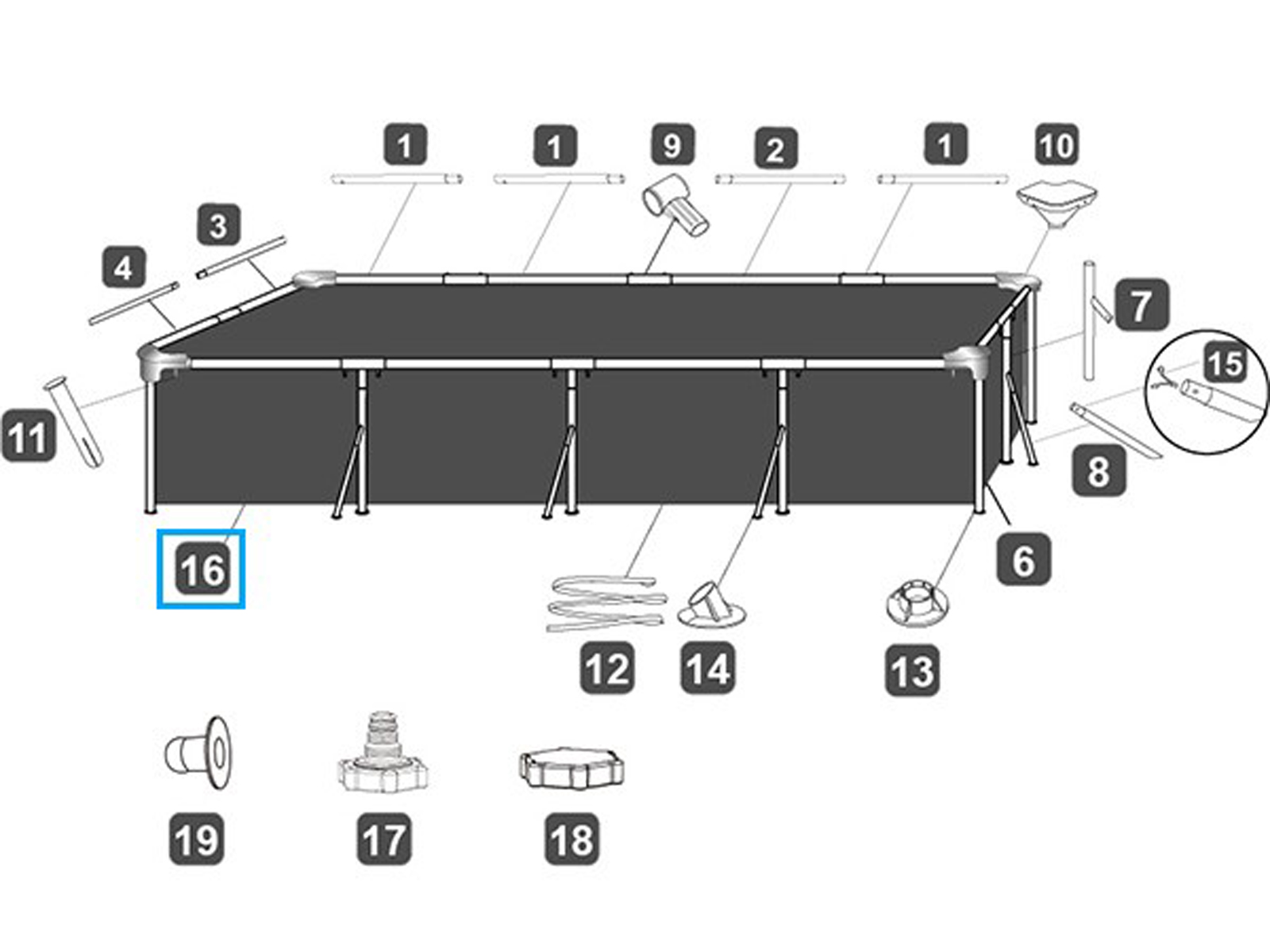 Bestway® Spare Part Steel Pro 13'1" x 6'11" x 32"/4.00m x 2.11m x 81cm pool liner