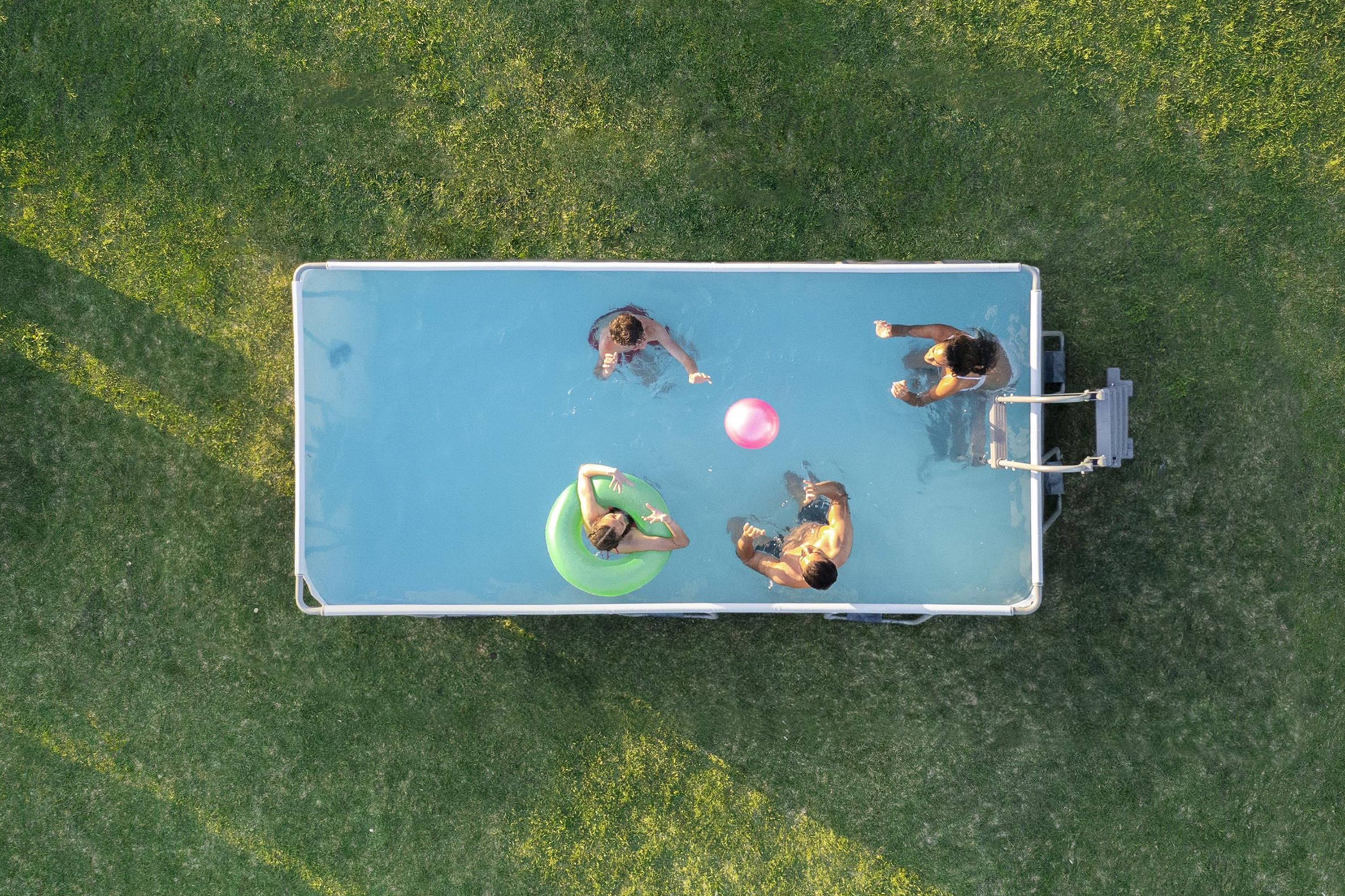 Steel Pro MAX™ Frame Pool Set mit Filterpumpe 412 x 201 x 122 cm, Marmor-Optik (Schiefergrau), eckig