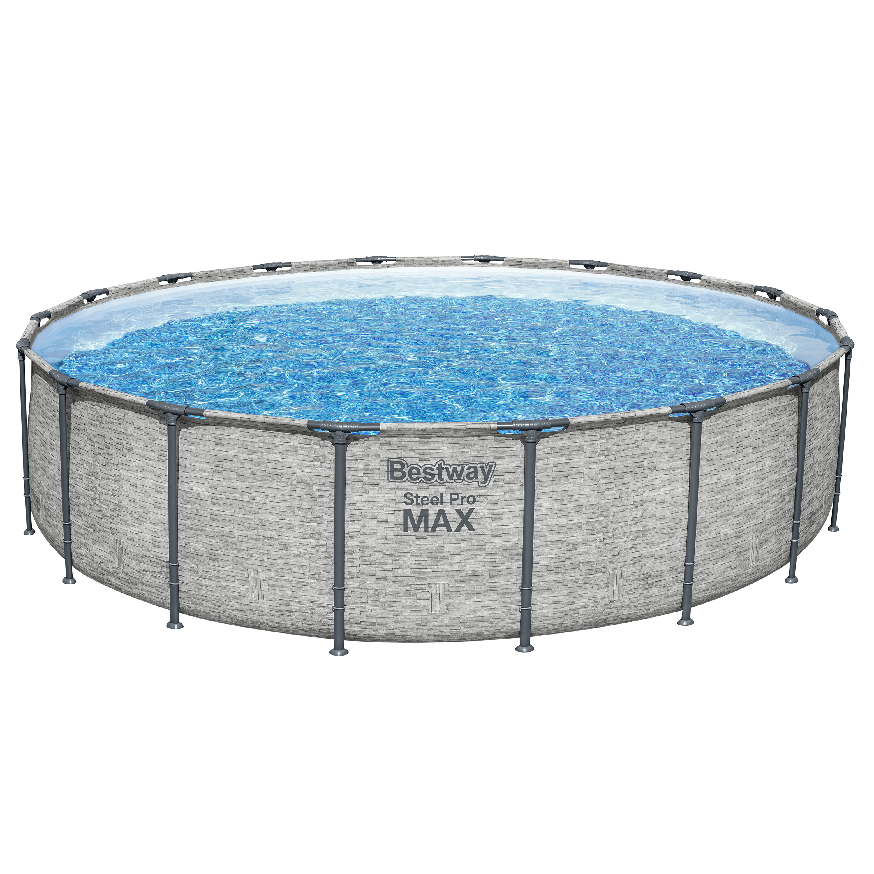 Steel Pro MAX™ Solo Pool ohne Zubehör Ø 549 x 122 cm, Steinwand-Optik (Cremegrau), rund