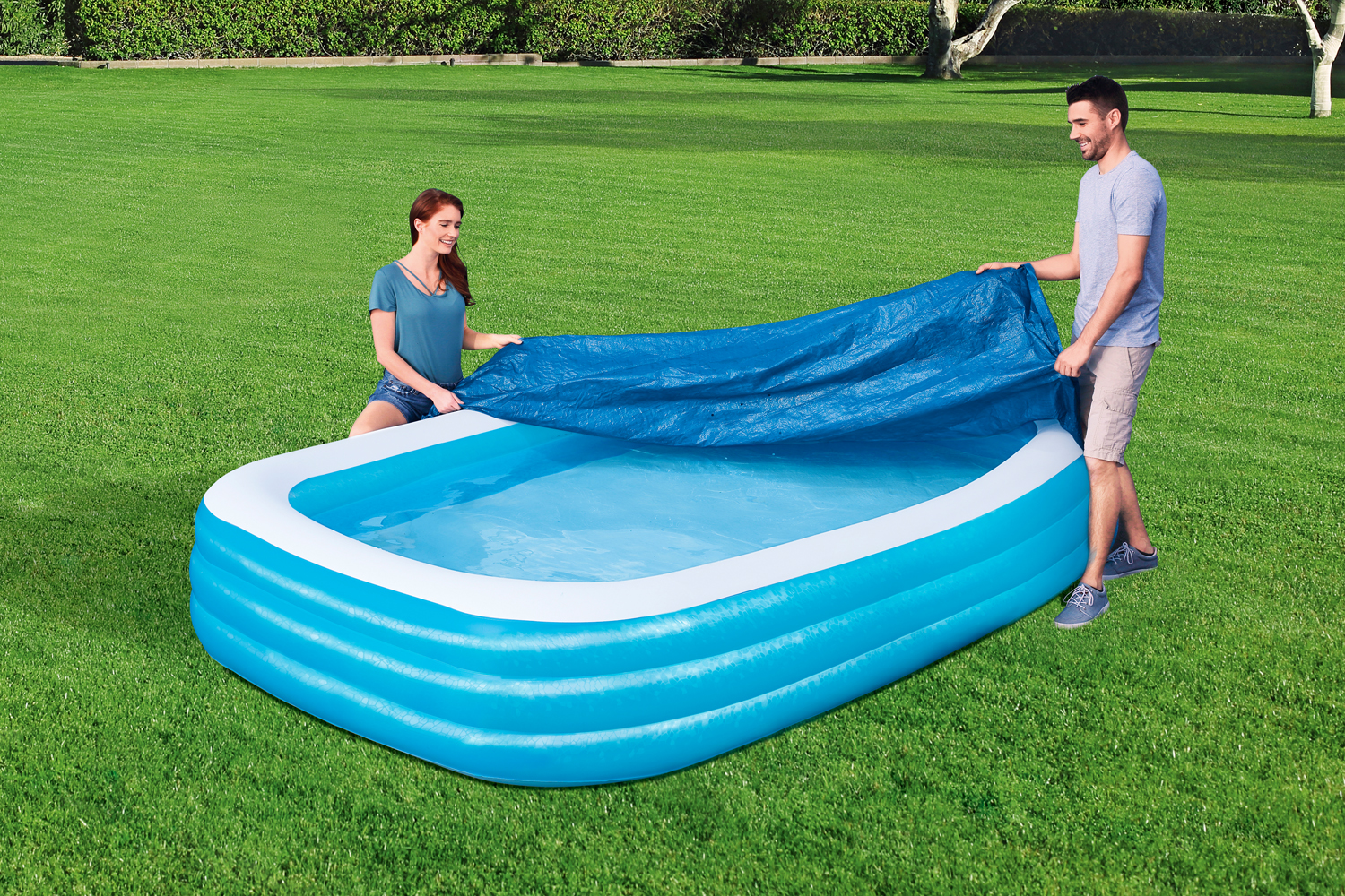 PE-Abdeckplane passend für 305 x 183 cm Family Pools, blau, eckig