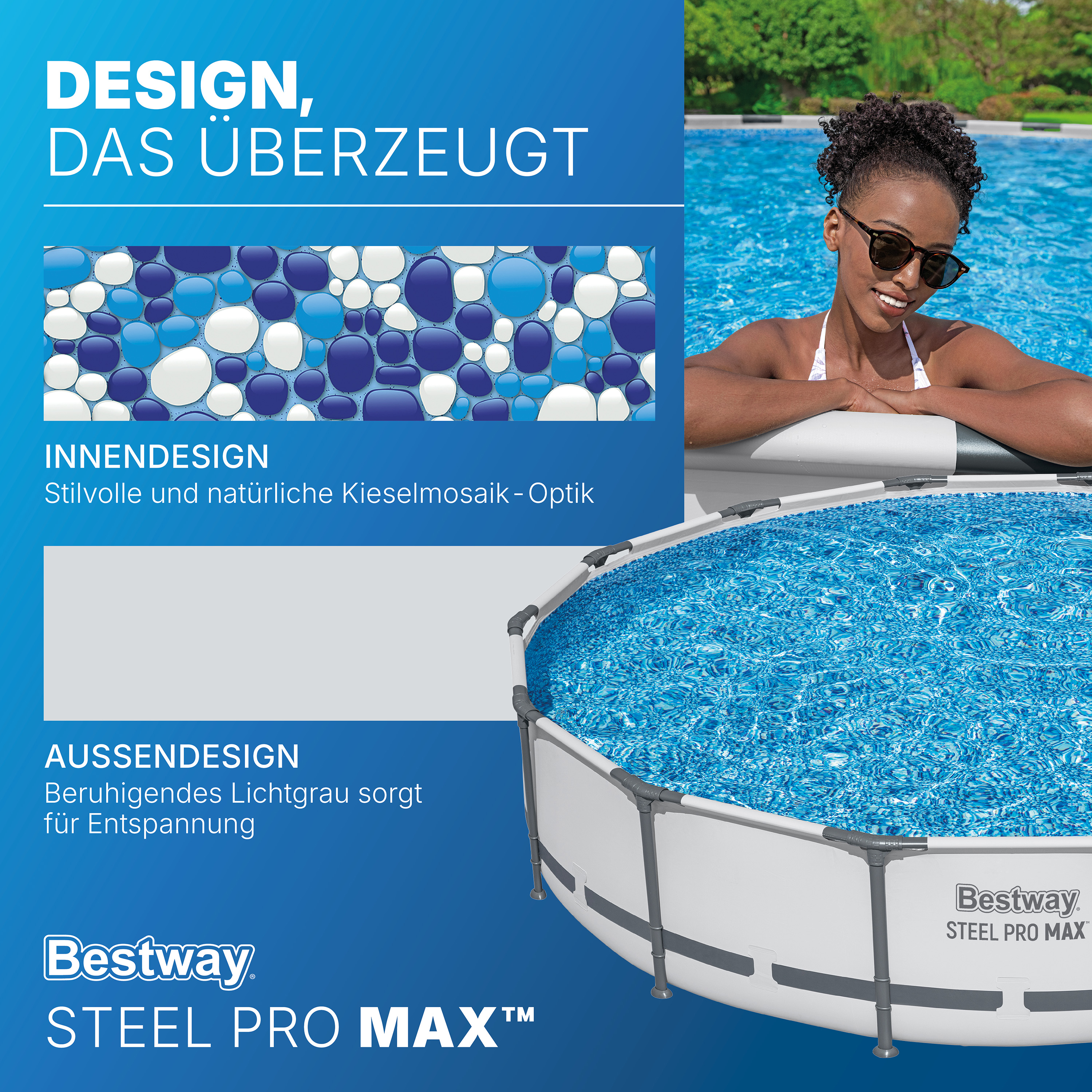 Steel Pro MAX™ Frame Pool Set mit Filterpumpe Ø 427 x 84 cm, lichtgrau, rund