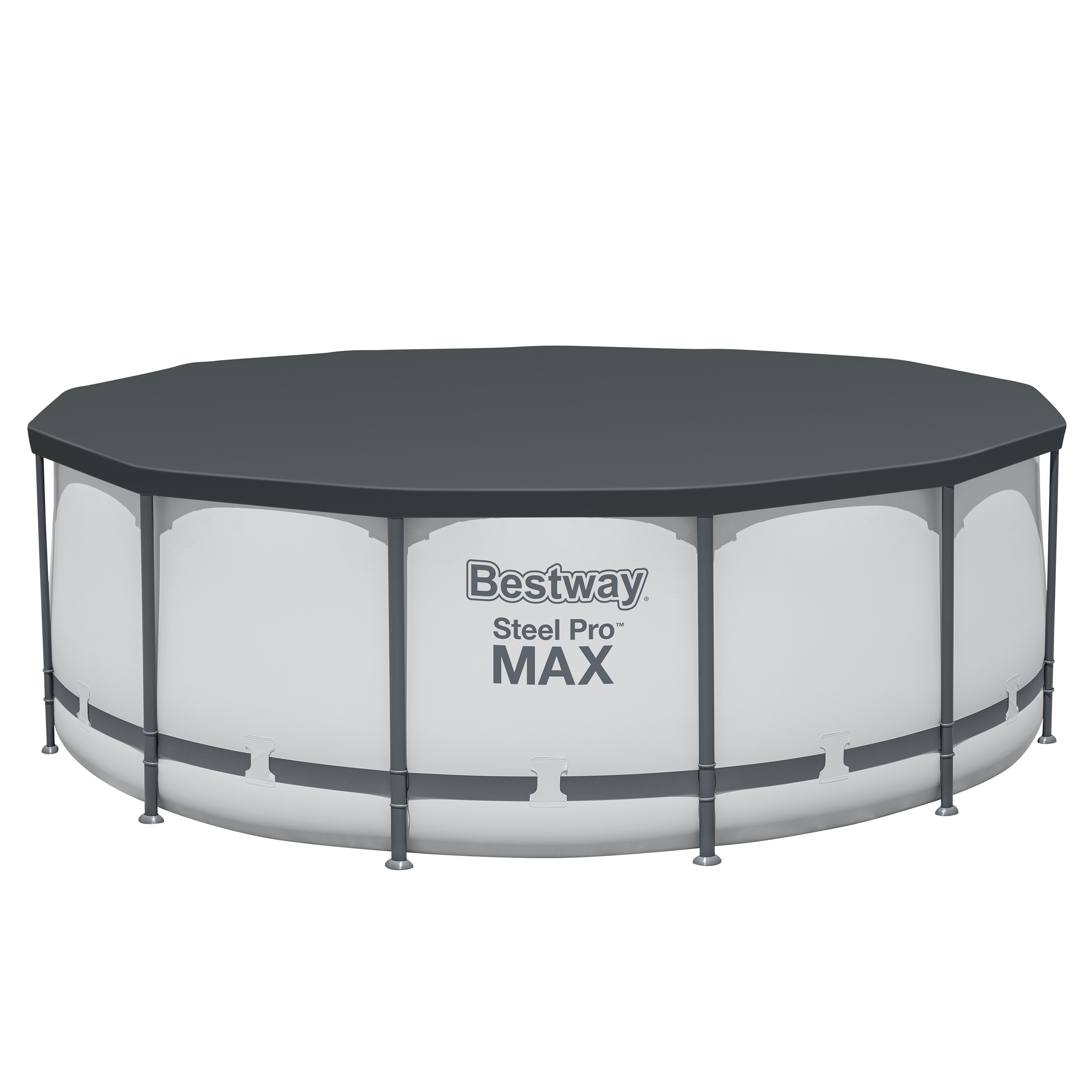 Steel Pro MAX™ Frame Pool Komplett-Set mit Filterpumpe Ø 396 x 122 cm, lichtgrau, rund