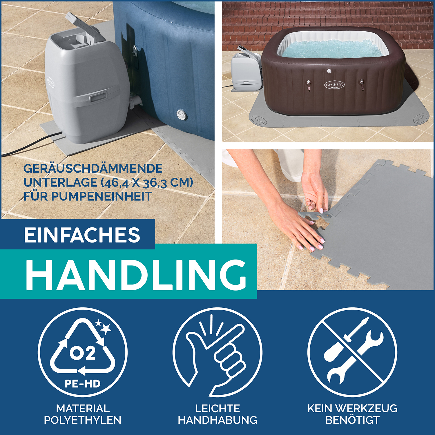 LAY-Z-SPA® Xtras Bodenschutzfliesen-Set 196 x 196 cm