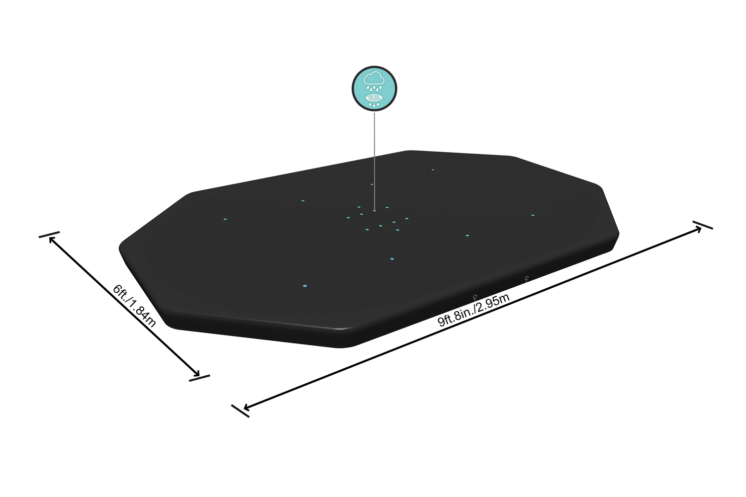 PVC-Abdeckplane 305 x 184 cm, schwarz, oval