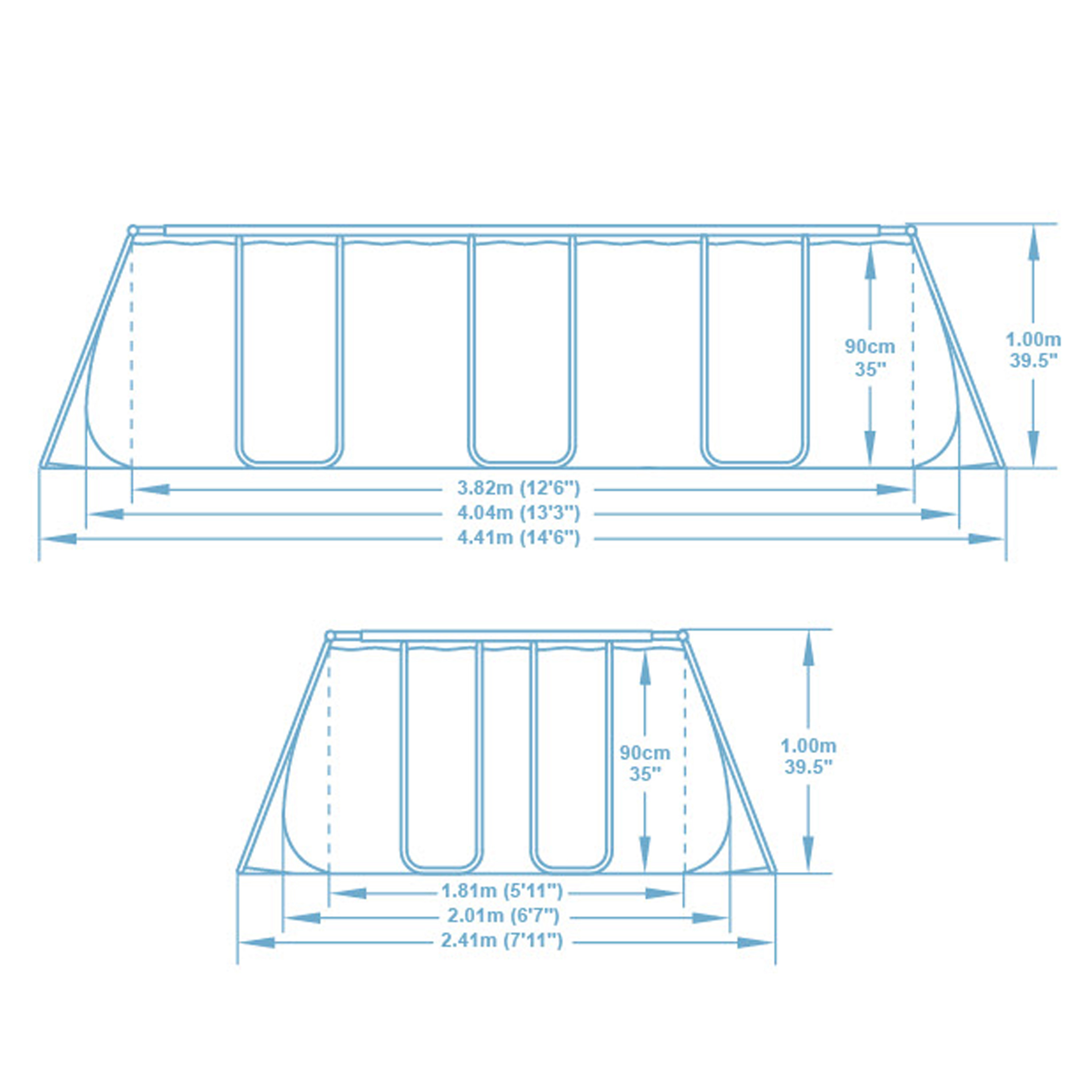 Steel Pro MAX™ Solo Pool ohne Zubehör 404 x 201 x 100 cm, grau, eckig